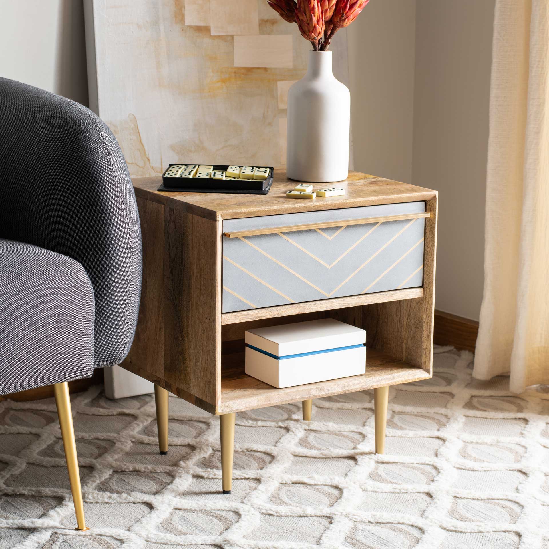 Lester Nightstand Natural/Brass - Image 6