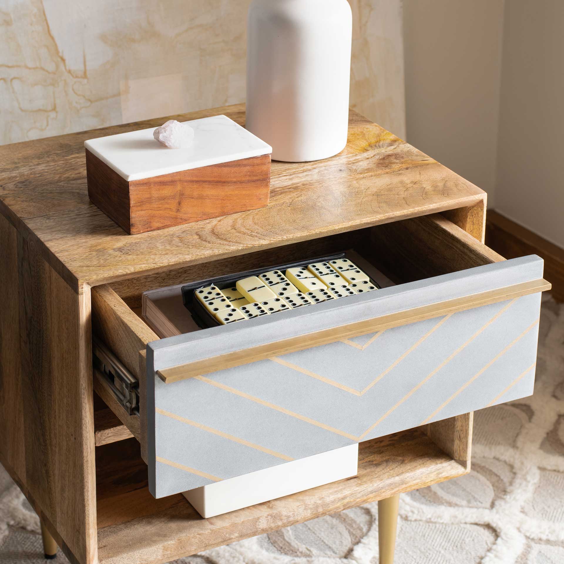 Lester Nightstand Natural/Brass - Image 8
