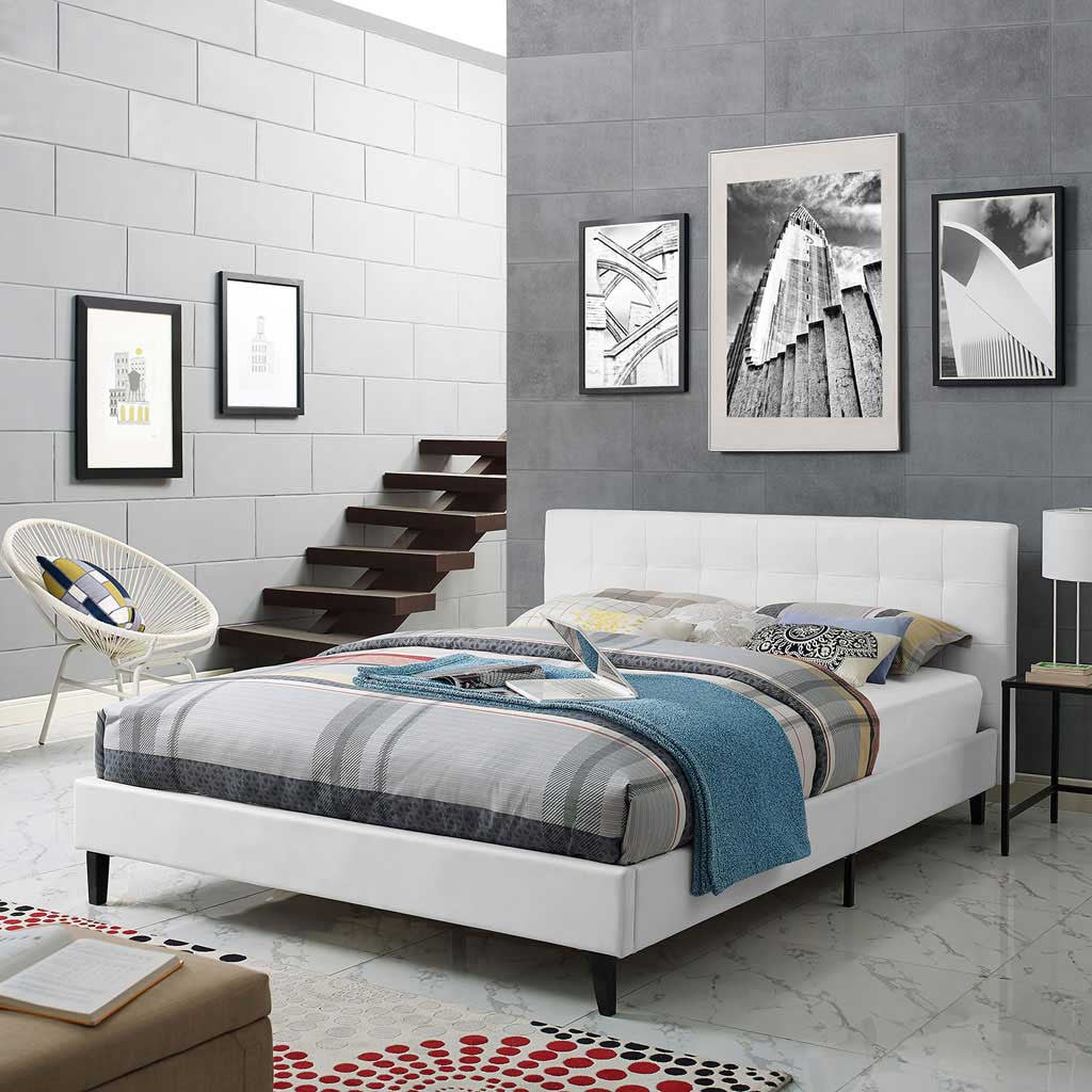 Lester Vinyl Bed White - Image 5