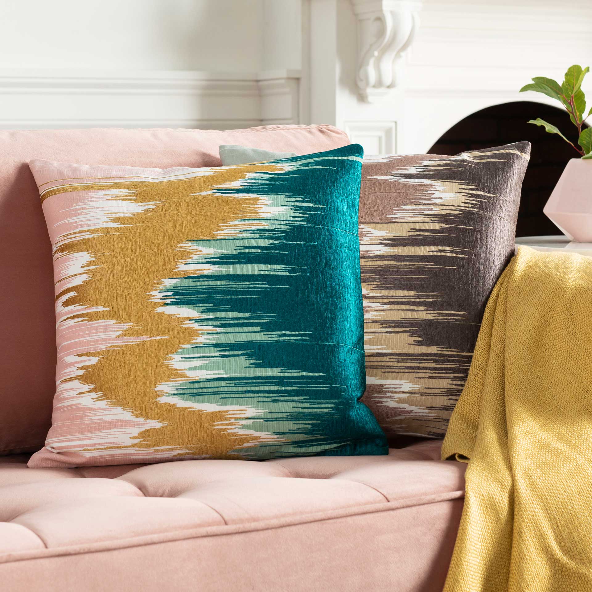 Lewis Pillow Ivory/Pale Pink/Mustard - Image 3