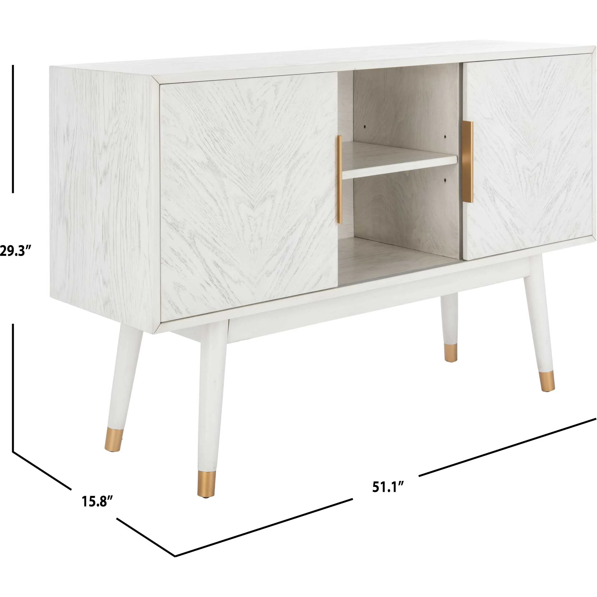 Liam 2 Door Media Stand White Washed - Image 11