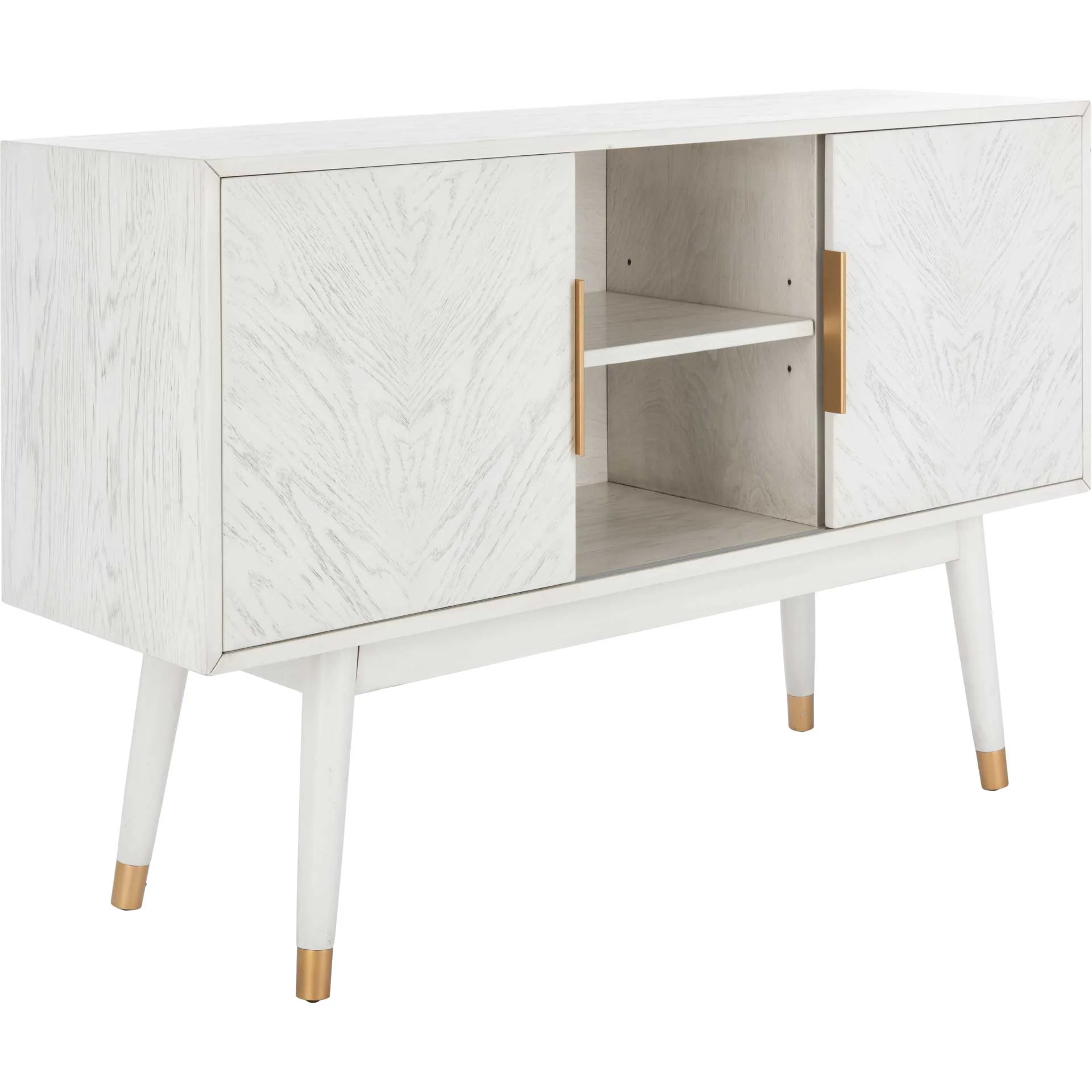 Liam 2 Door Media Stand White Washed - Image 2