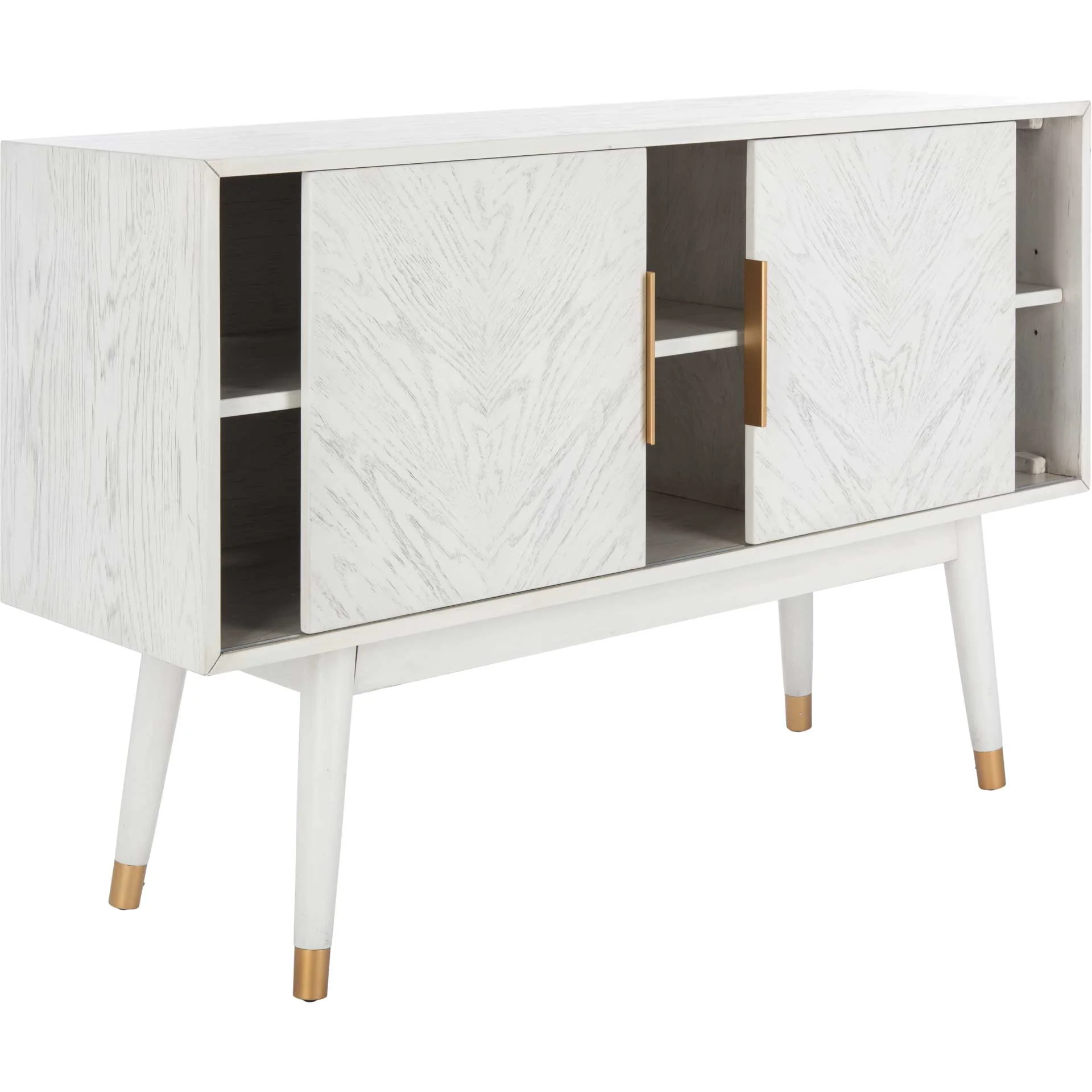 Liam 2 Door Media Stand White Washed - Image 5