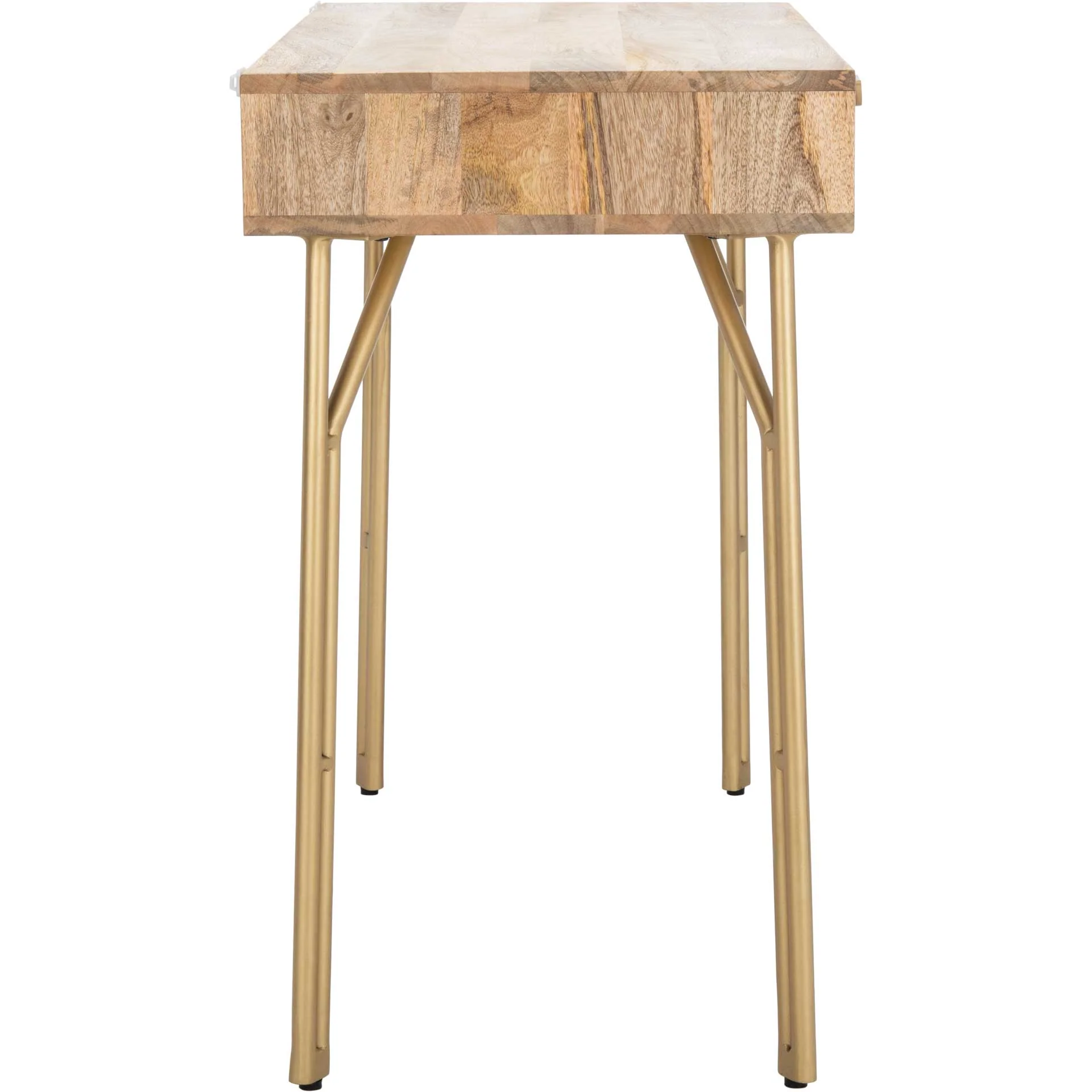 Lian 2 Drawer Desk Natural/Brass - Image 3