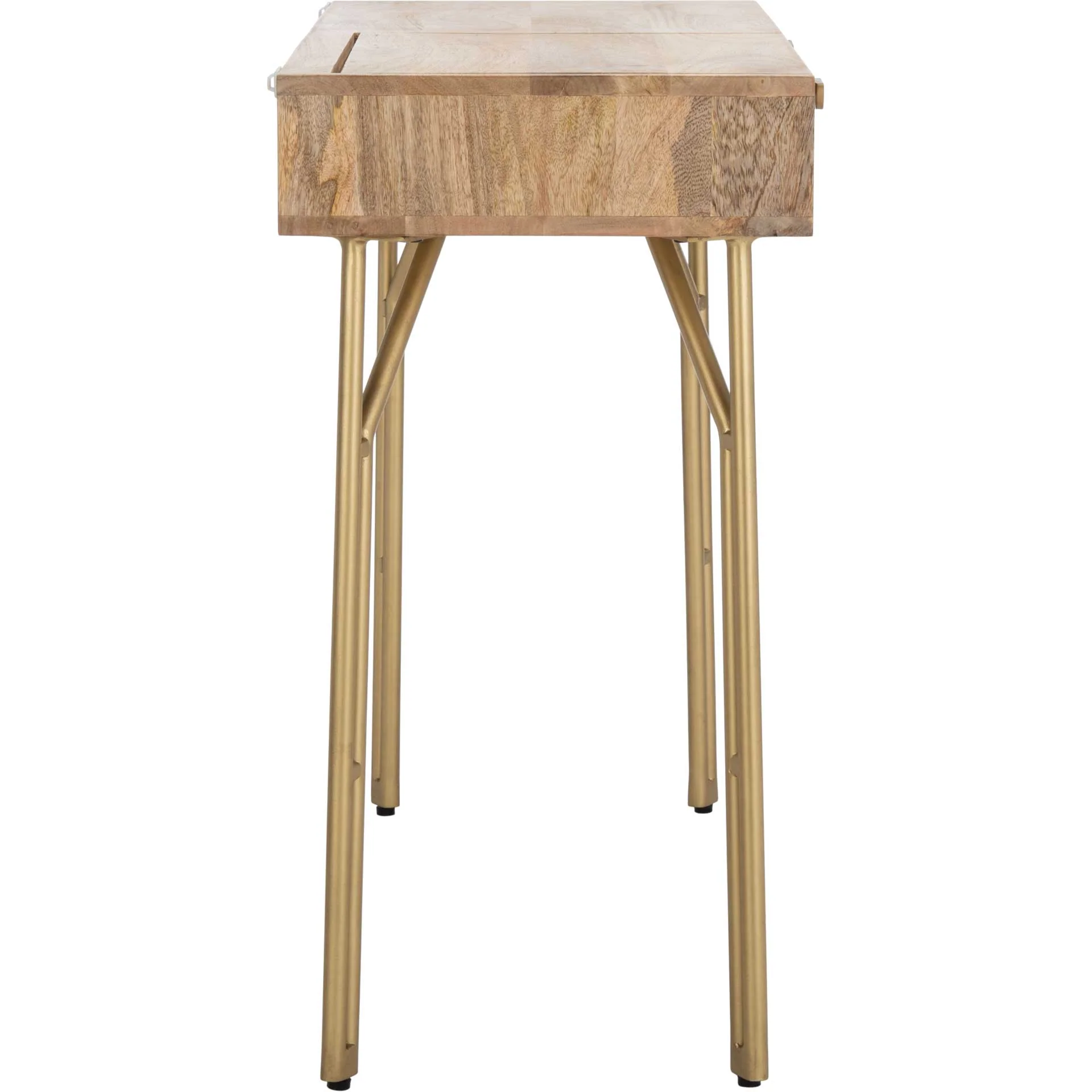 Lian 2 Drawer Vanity With Mirror Natural/Brass - Image 3
