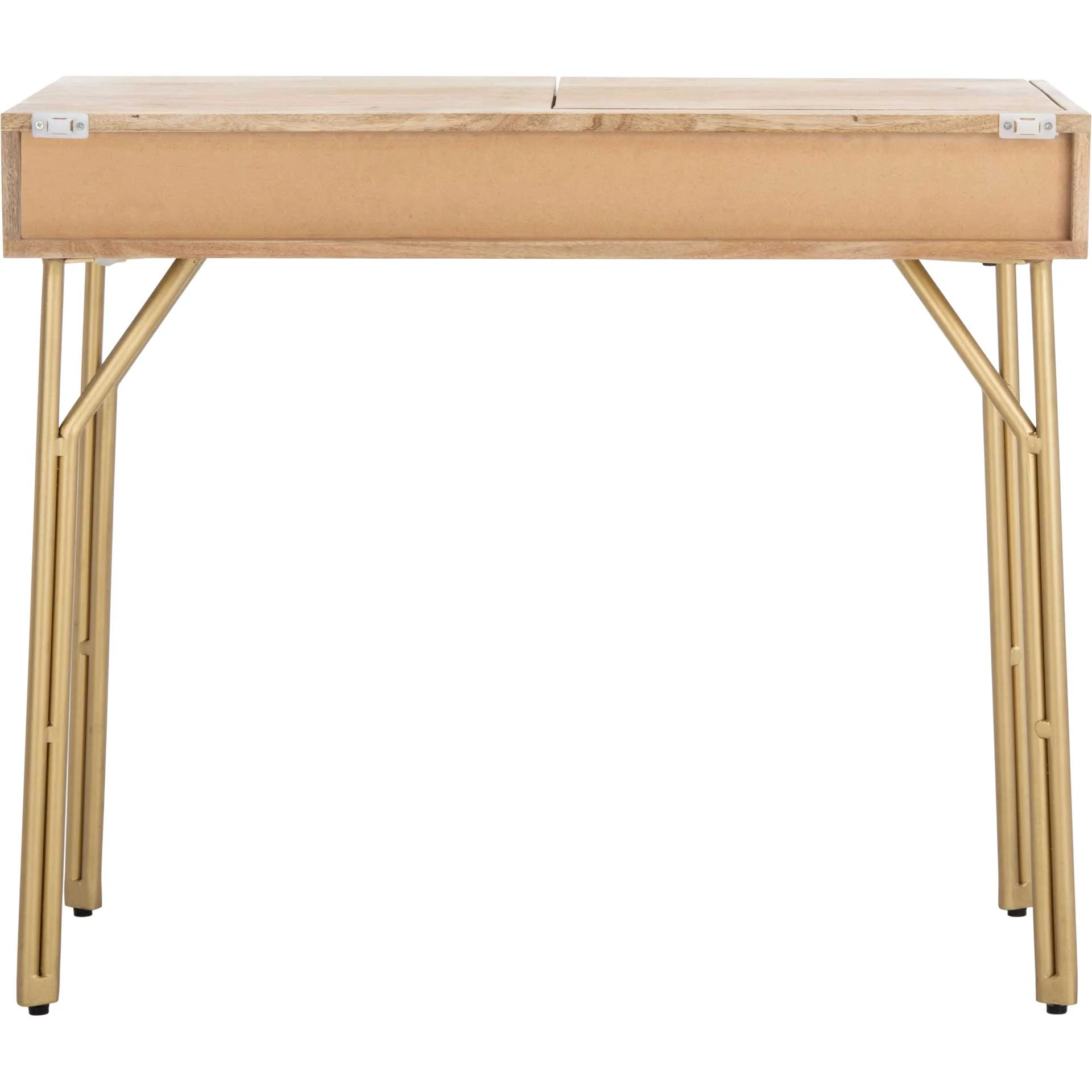 Lian 2 Drawer Vanity With Mirror Natural/Brass - Image 4