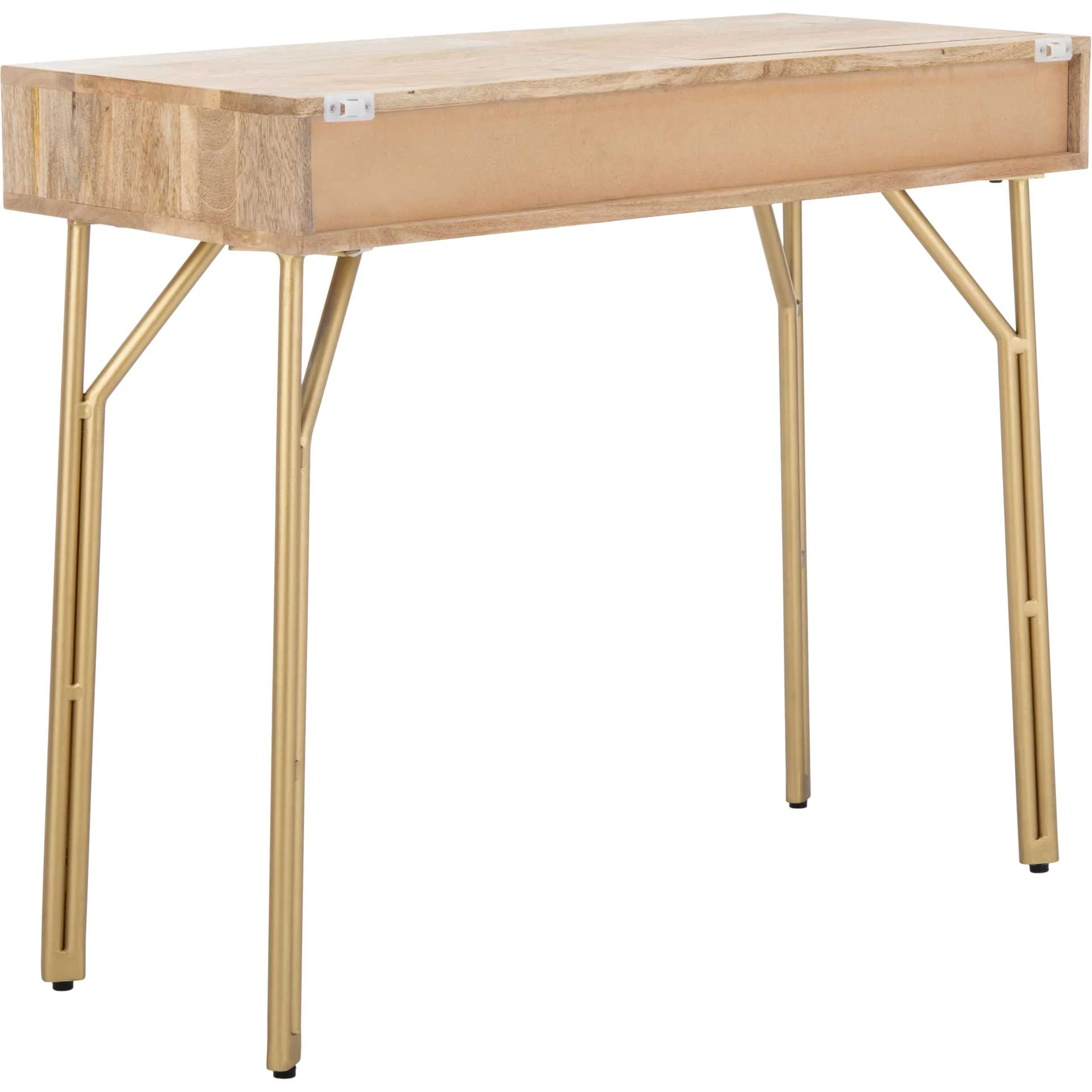 Lian 2 Drawer Vanity With Mirror Natural/Brass - Image 5