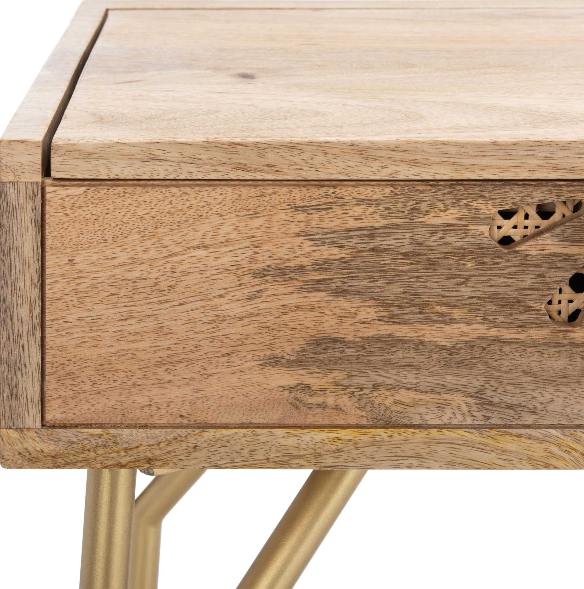 Lian 2 Drawer Vanity With Mirror Natural/Brass - Image 7