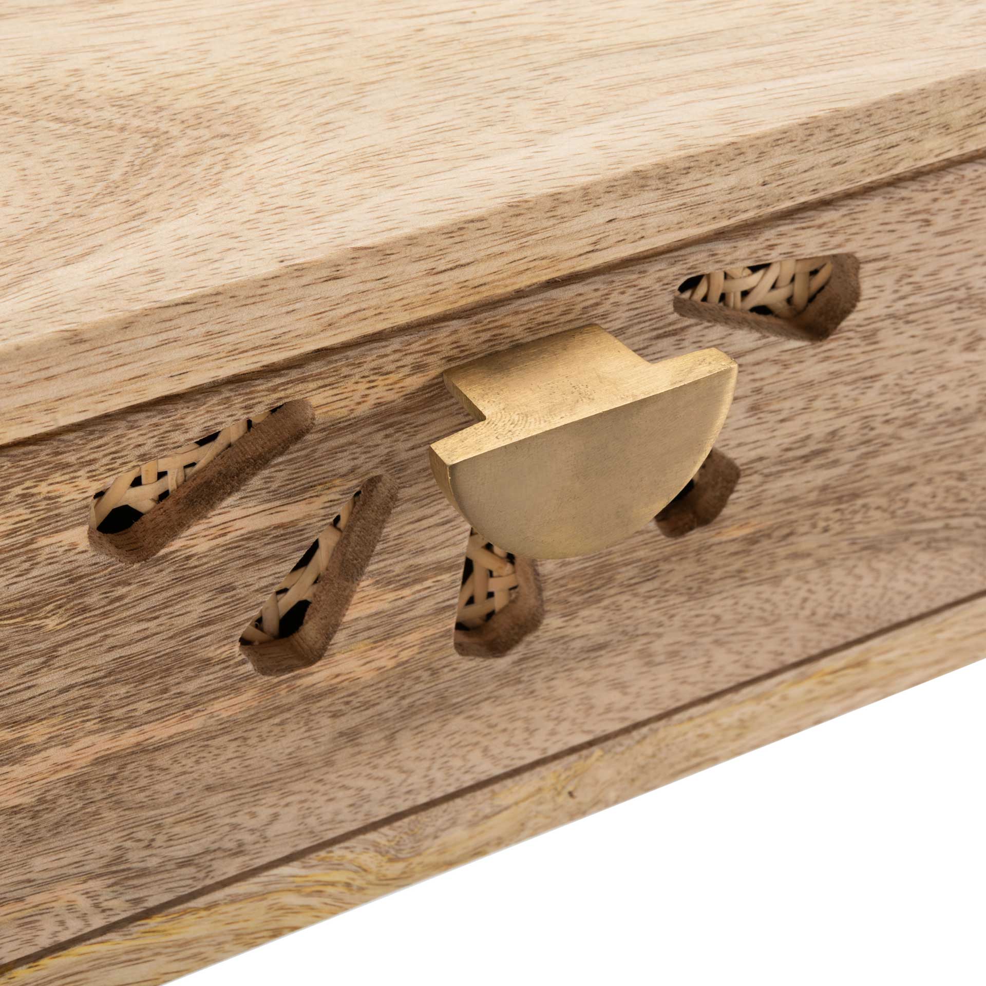Lian 2 Drawer Vanity With Mirror Natural/Brass - Image 8