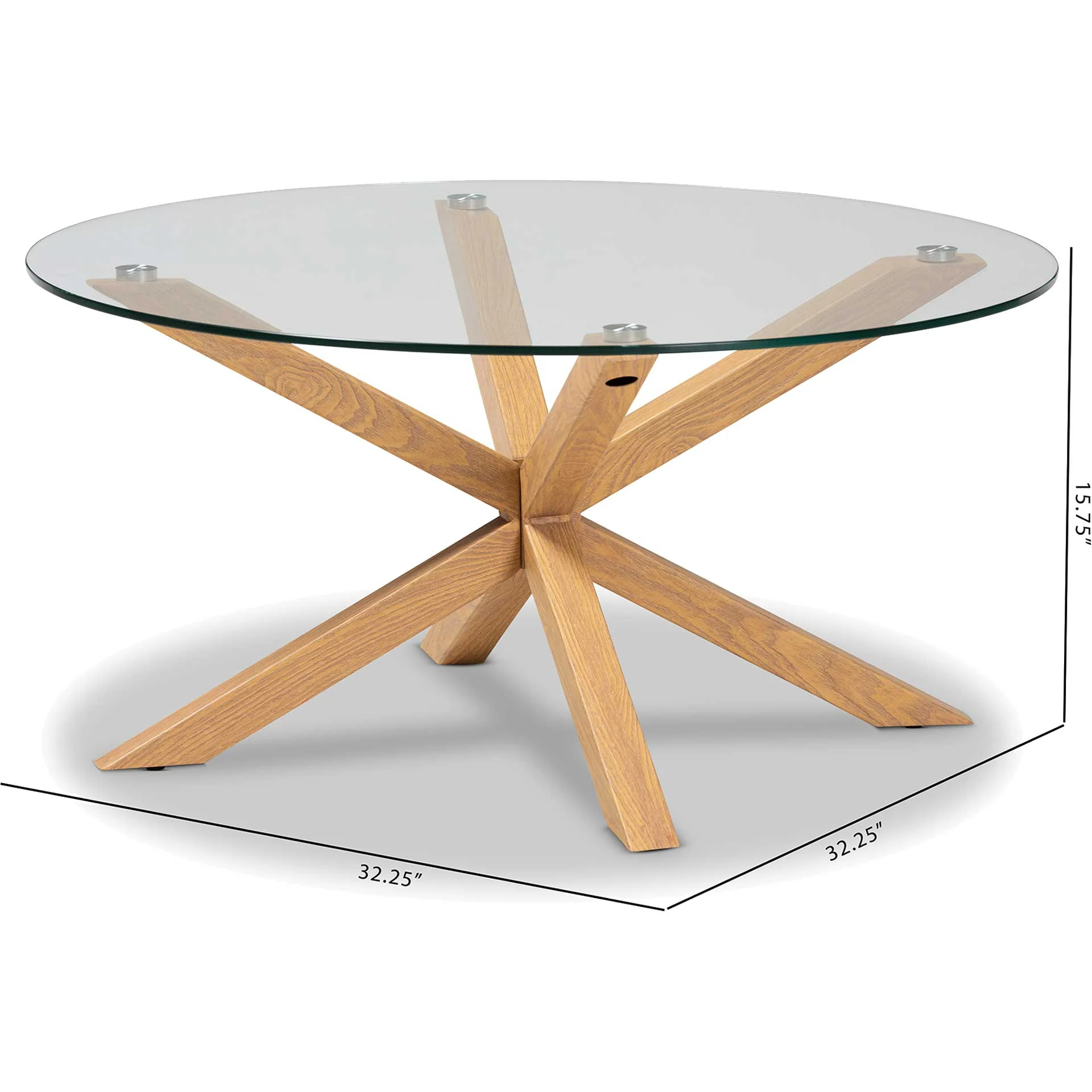 Lian Glass/Wood Coffee Table Clear/Natural - Image 4