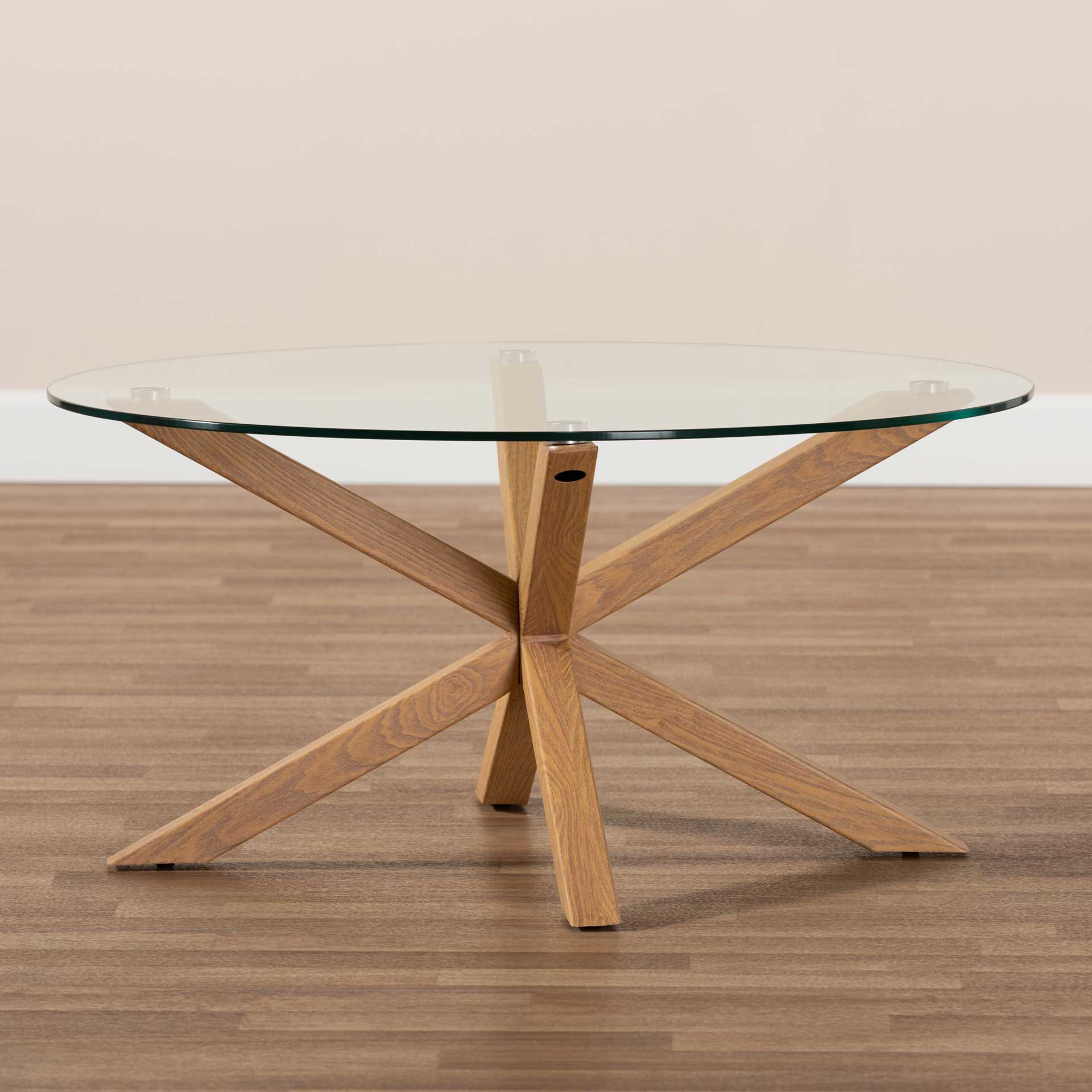 Lian Glass/Wood Coffee Table Clear/Natural - Image 5