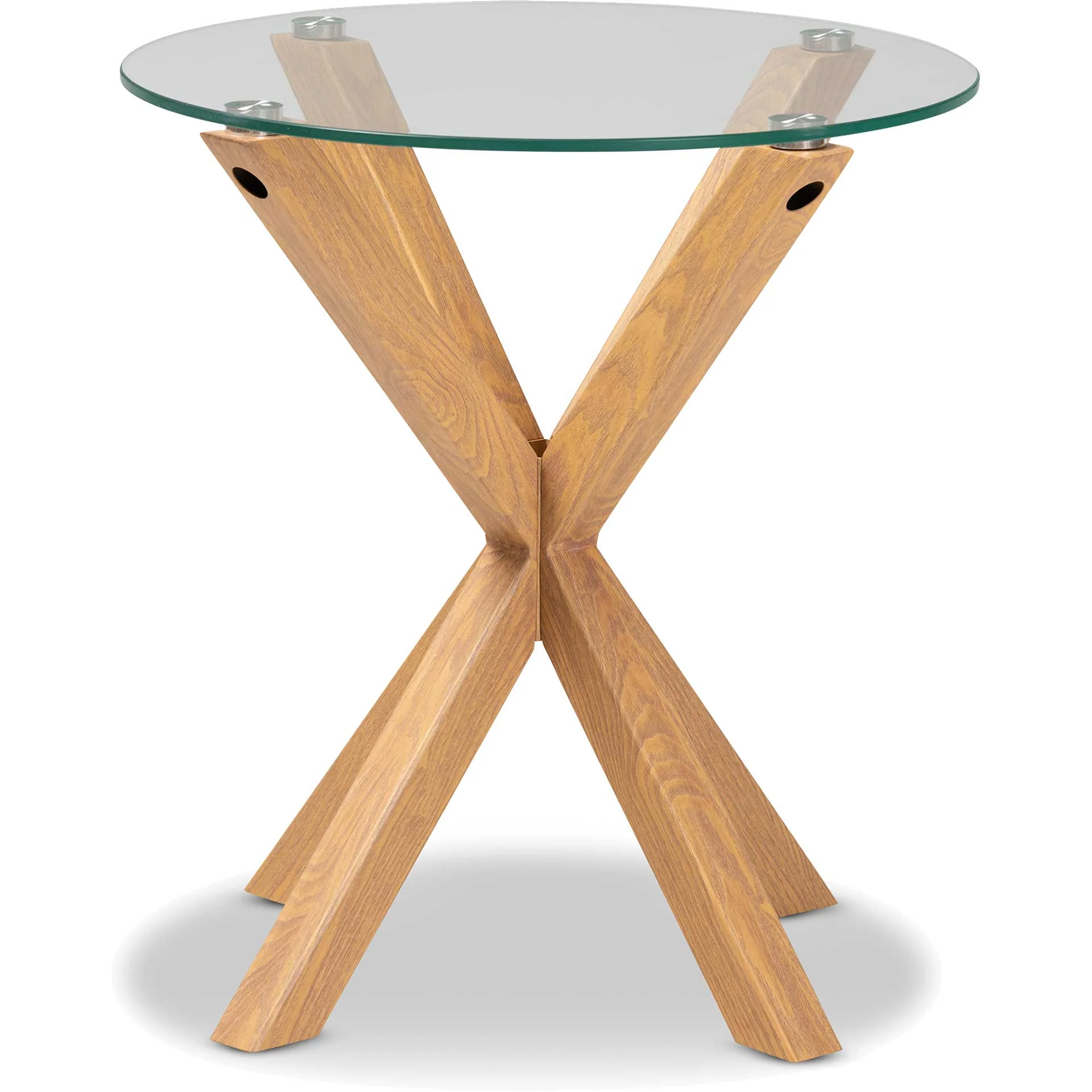 Lian Glass/Wood End Table Clear/Natural - Image 2