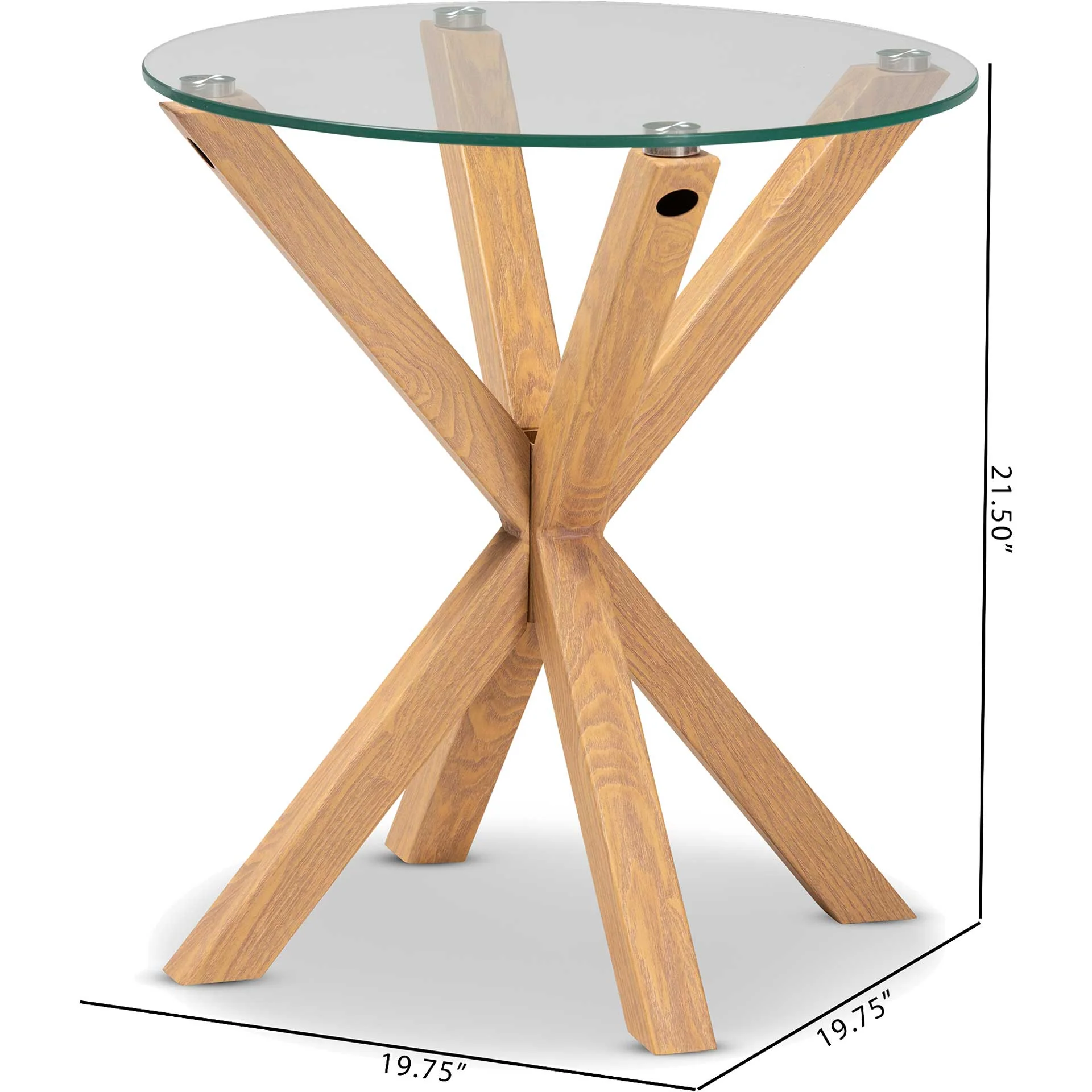 Lian Glass/Wood End Table Clear/Natural - Image 4