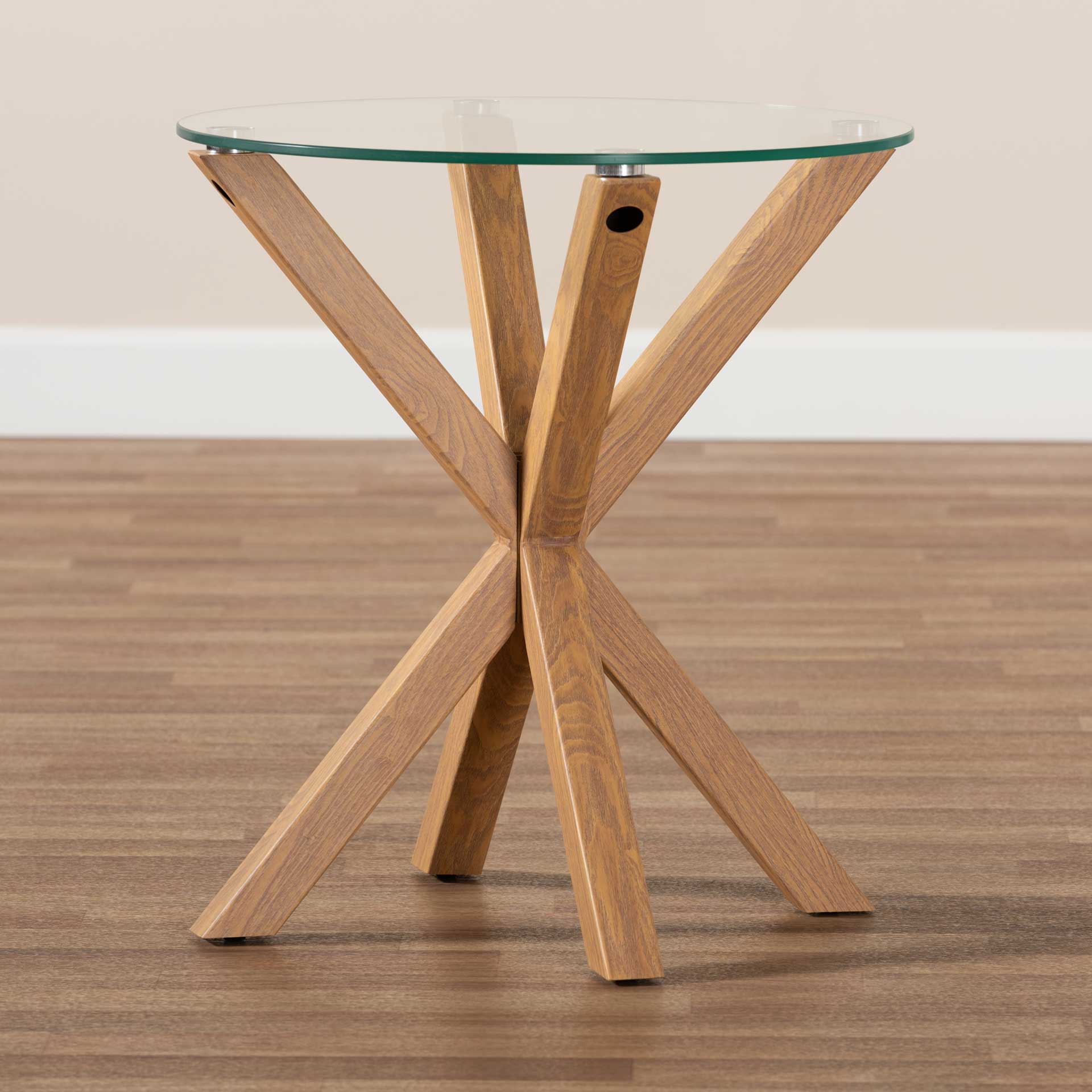 Lian Glass/Wood End Table Clear/Natural - Image 5