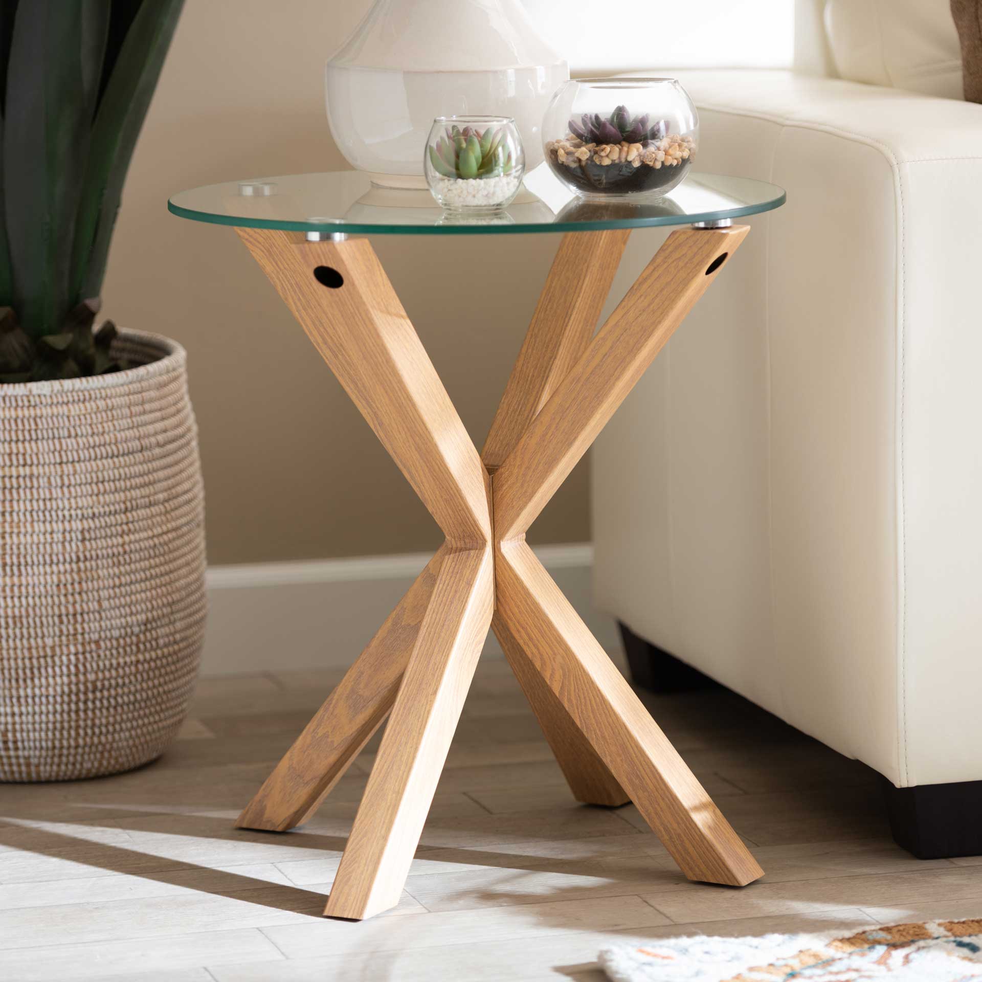 Lian Glass/Wood End Table Clear/Natural - Image 6