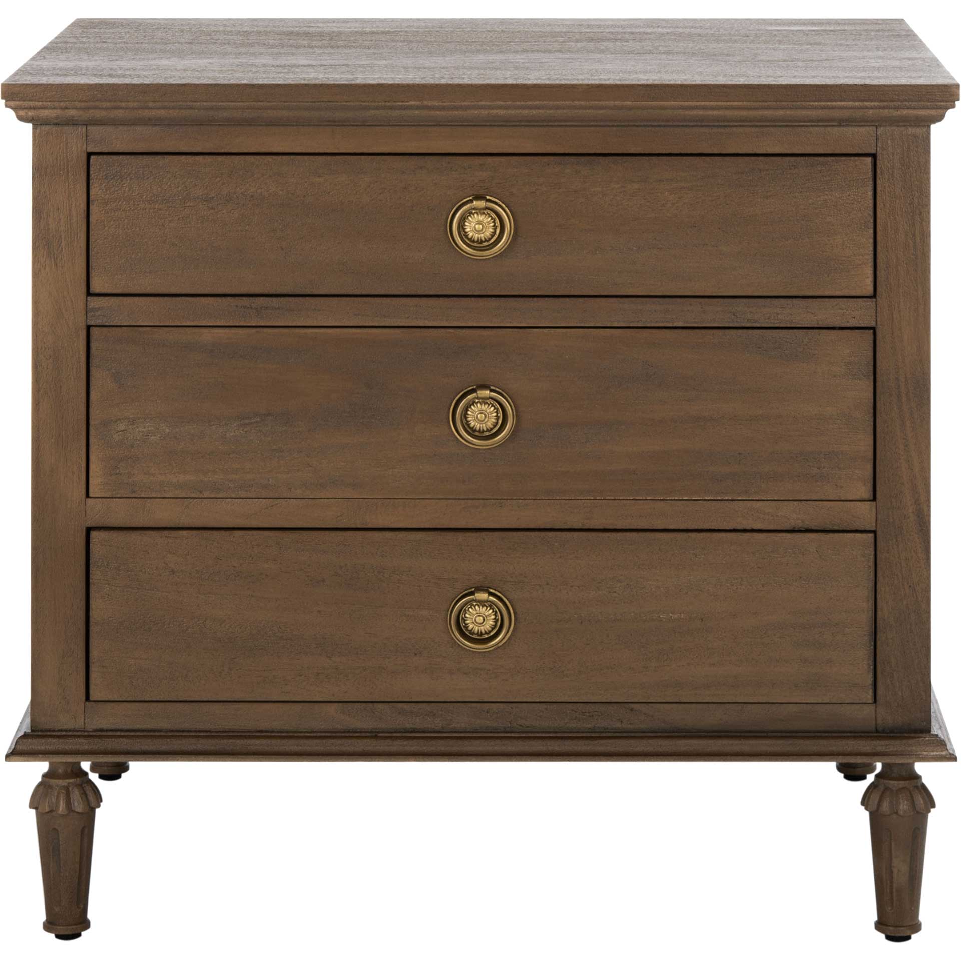 Lila 3 Drawer Wood Nightstand Brown - Image 2