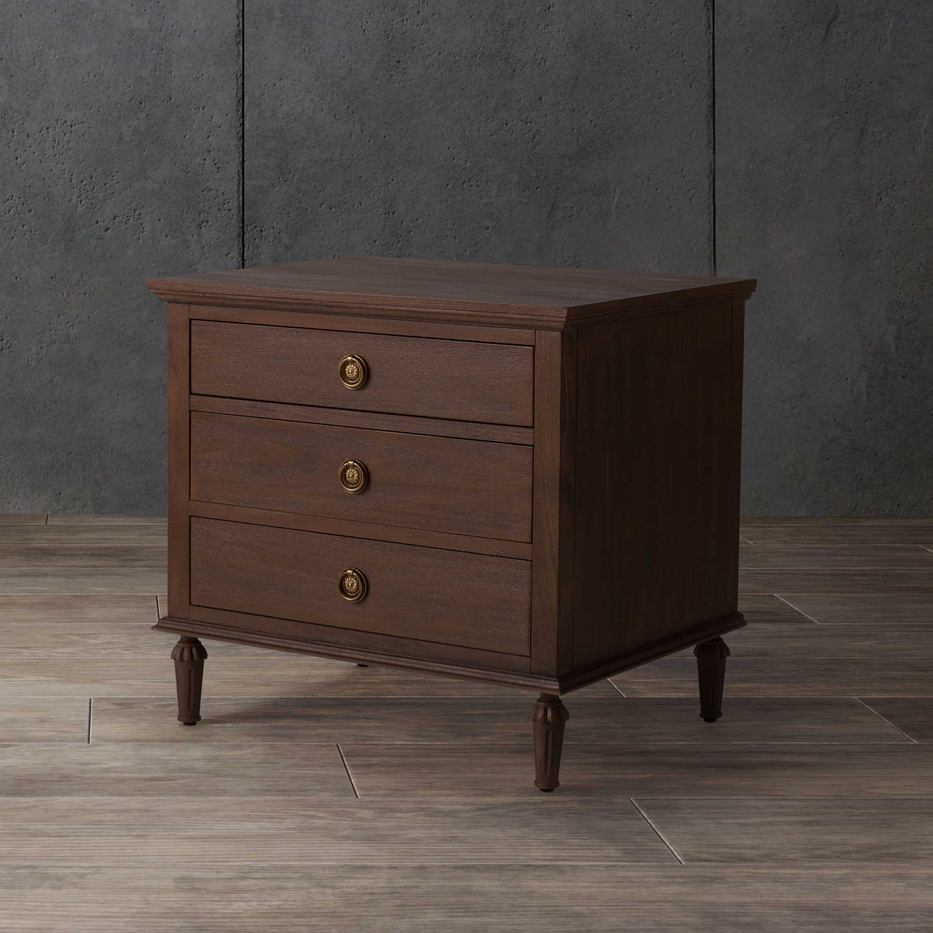 Lila 3 Drawer Wood Nightstand Brown - Image 4