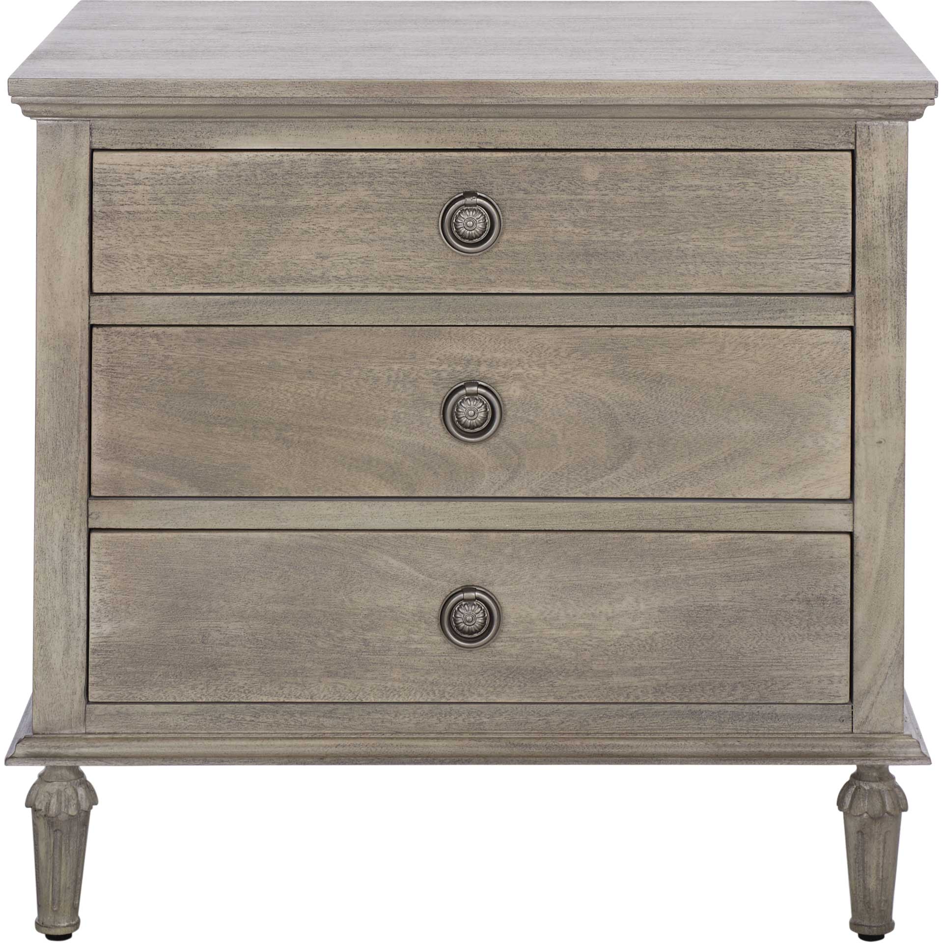 Lila 3 Drawer Wood Nightstand Light Gray - Image 2