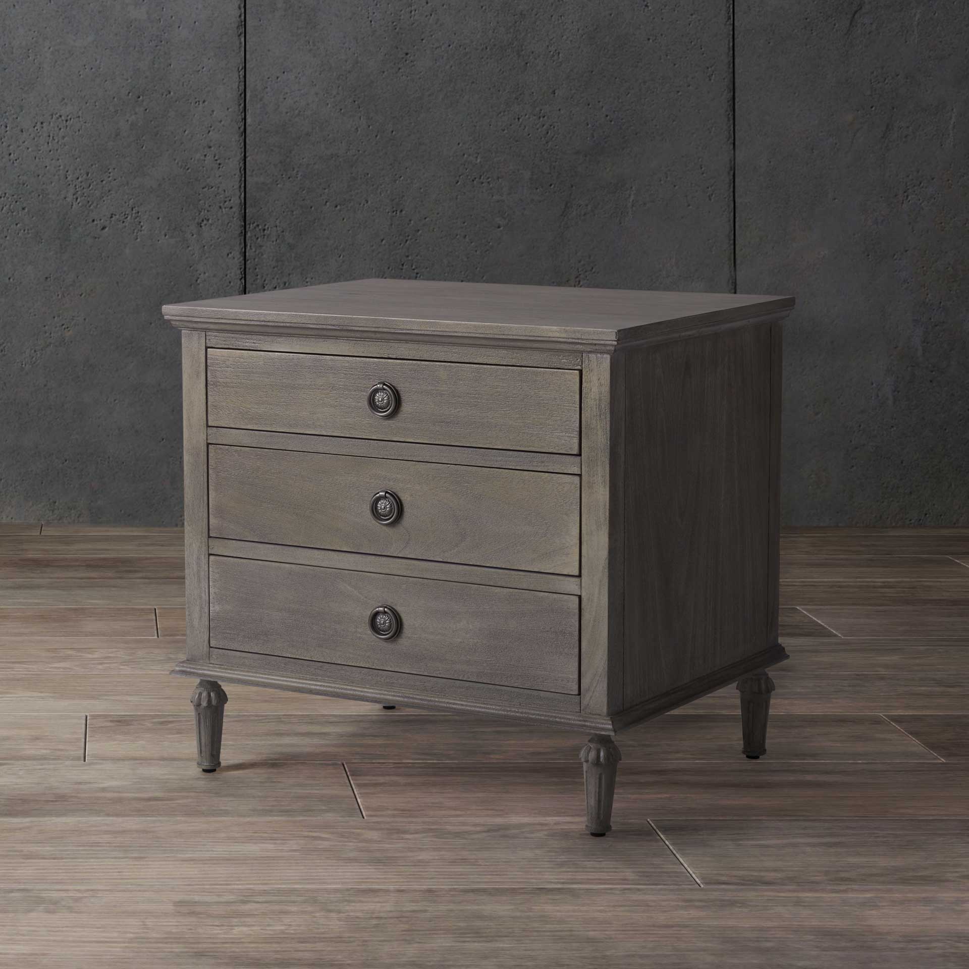 Lila 3 Drawer Wood Nightstand Light Gray - Image 4