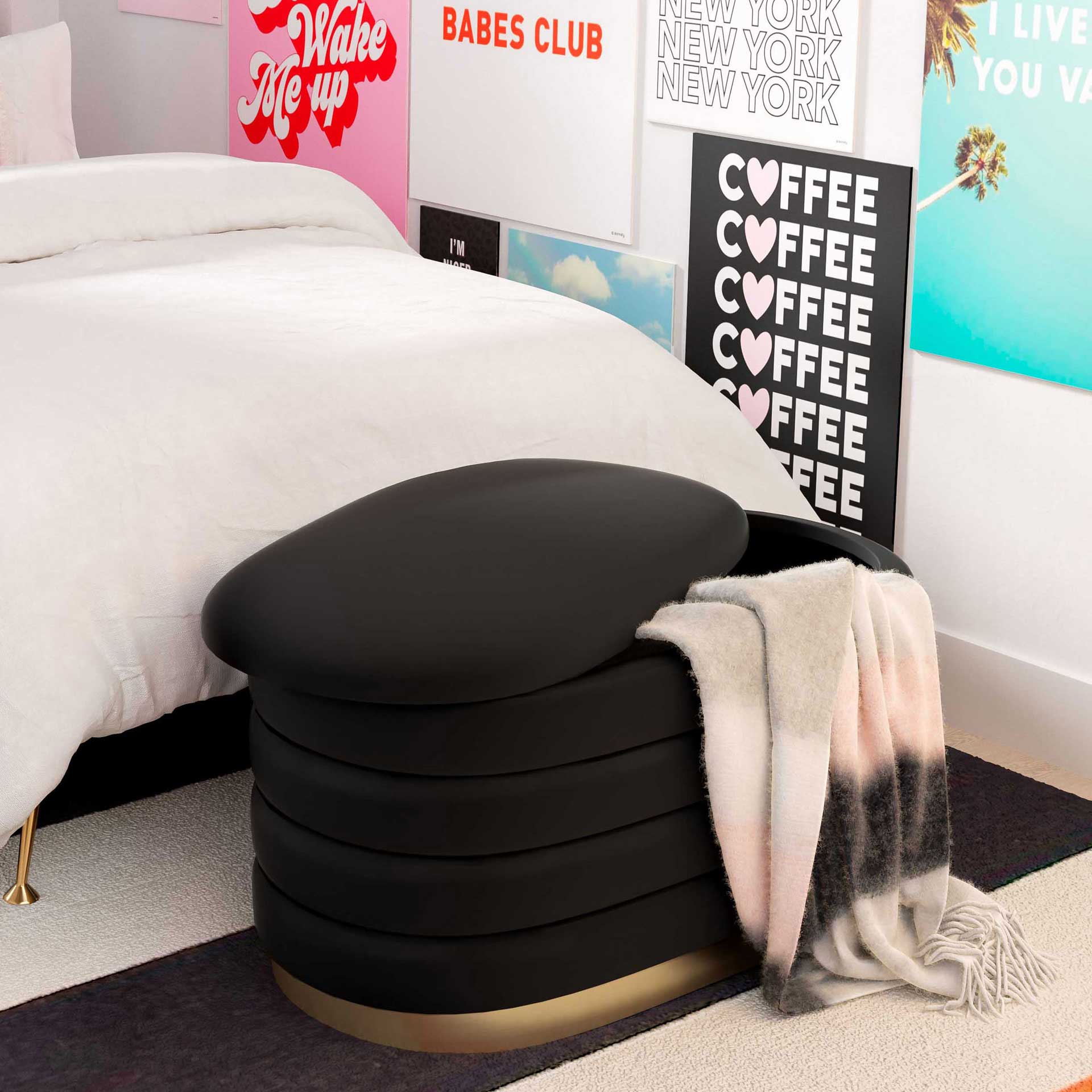 Lilah Velvet Storage Bench Black - Image 7