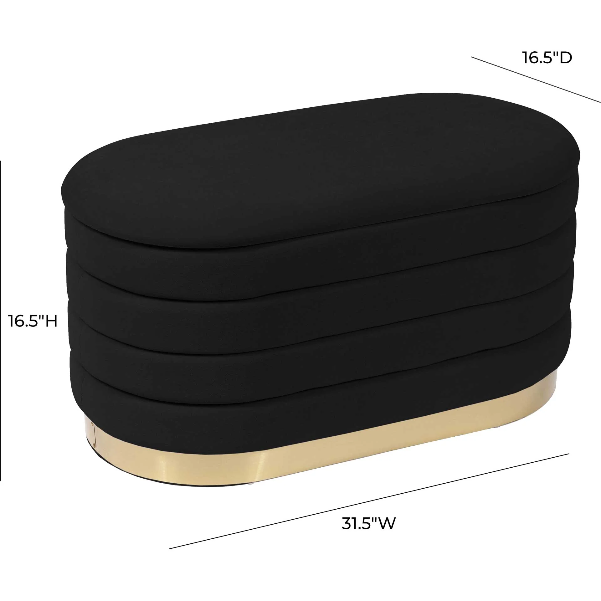 Lilah Velvet Storage Bench Black - Image 9