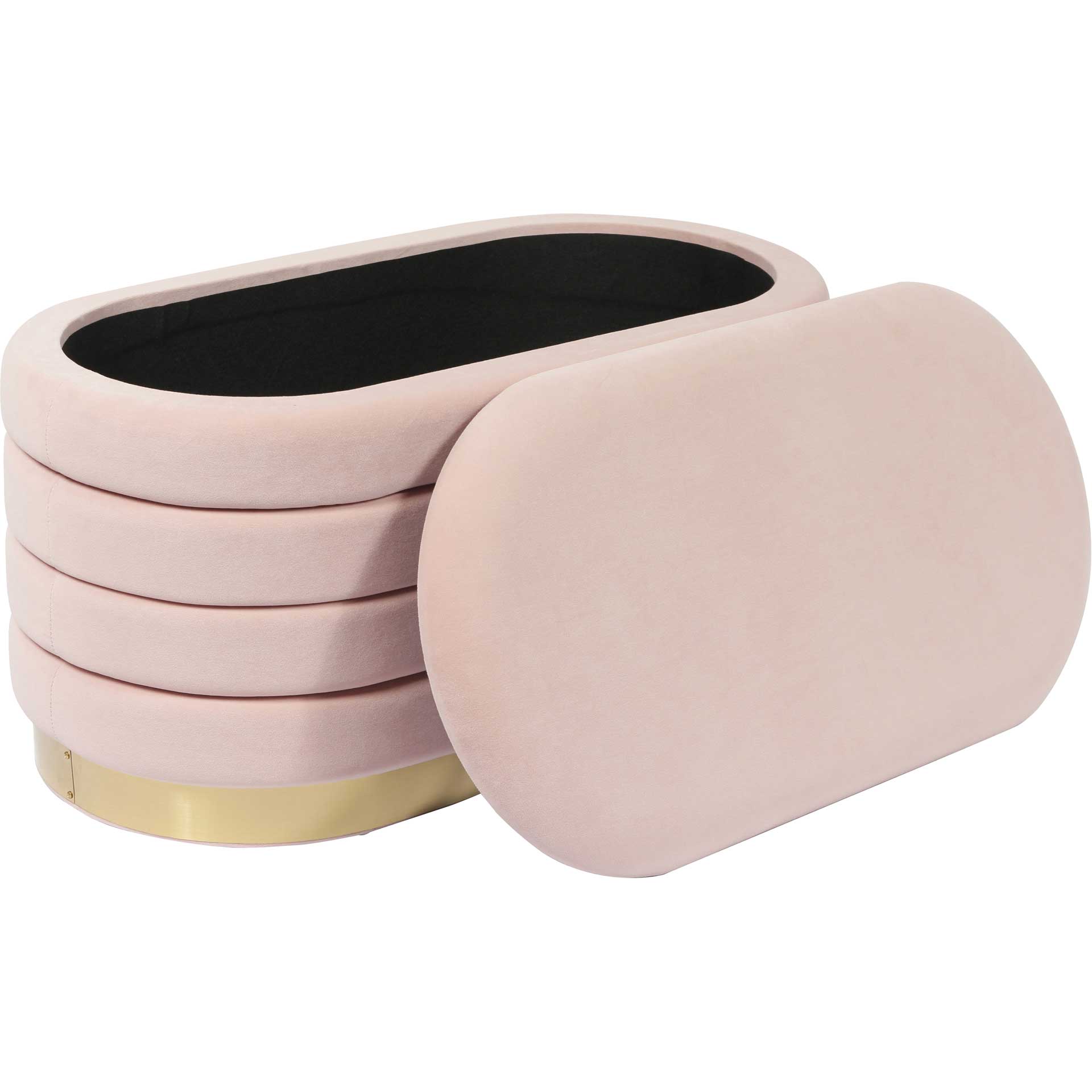 Lilah Velvet Storage Bench Blush - Image 4