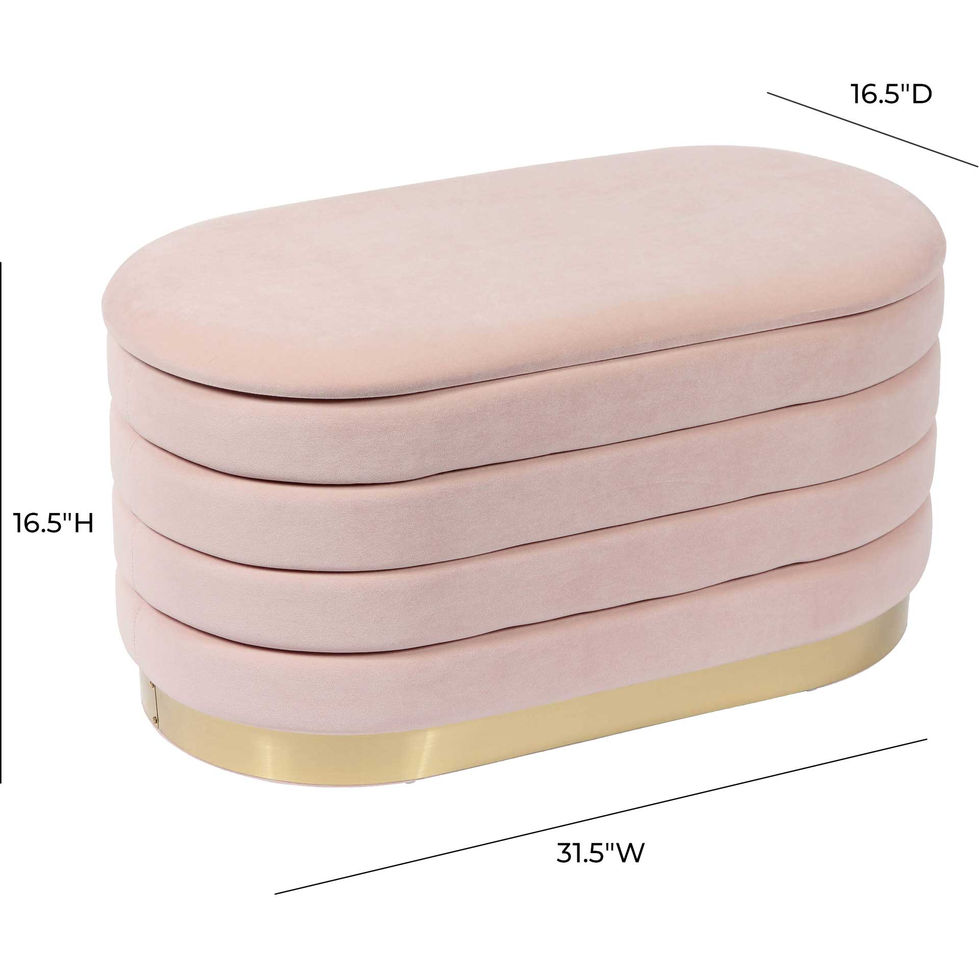Lilah Velvet Storage Bench Blush - Image 9