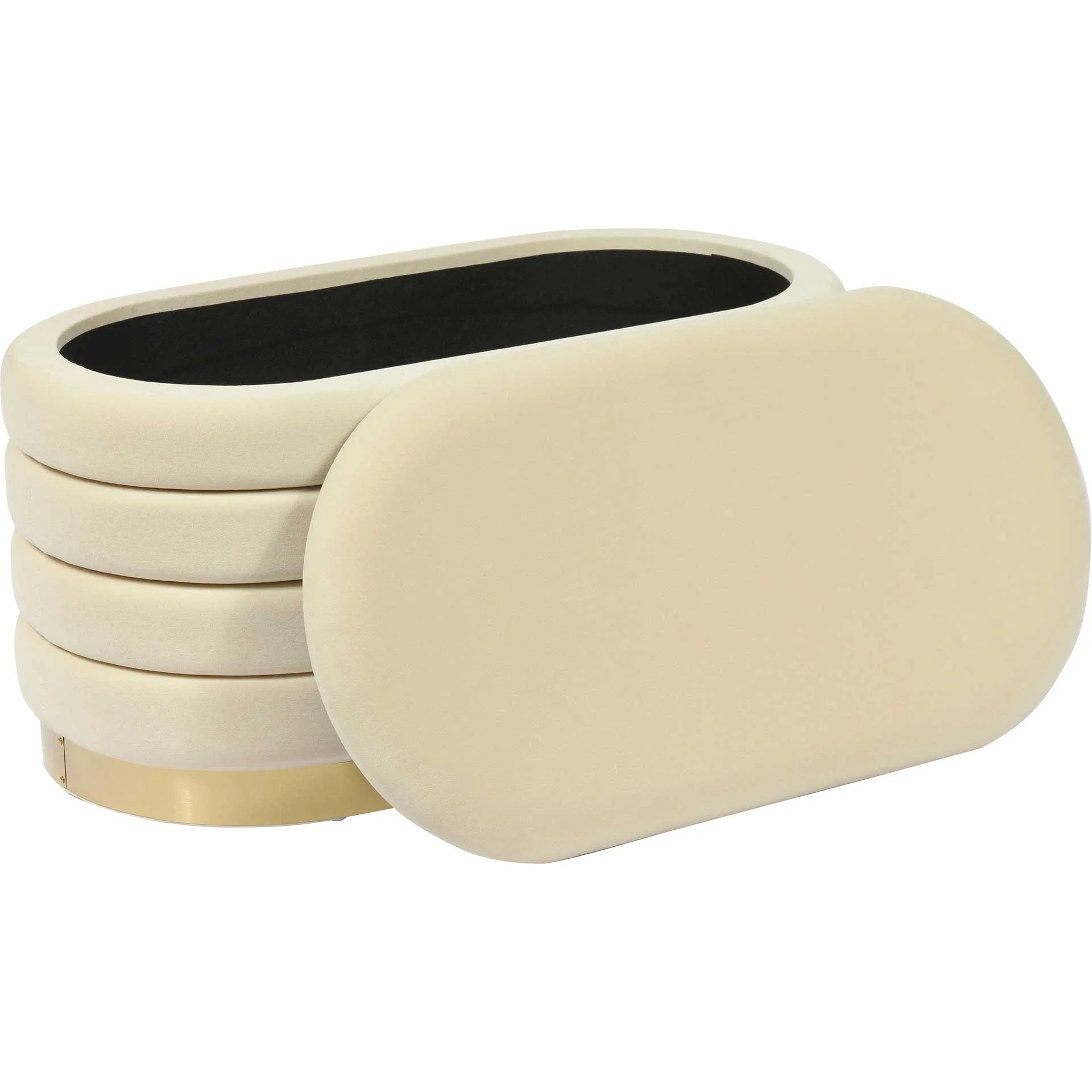 Lilah Velvet Storage Bench Cream - Image 4