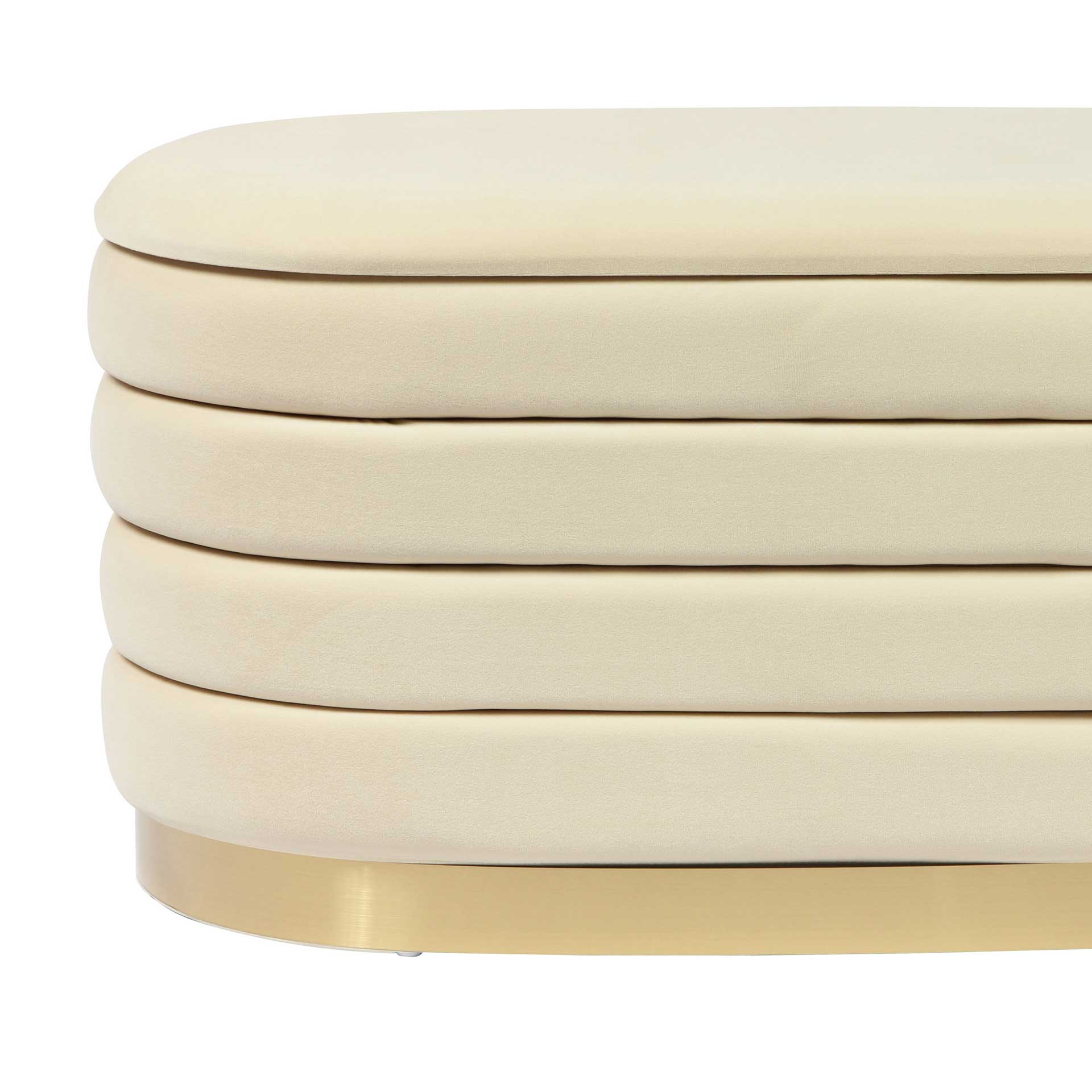 Lilah Velvet Storage Bench Cream - Image 6