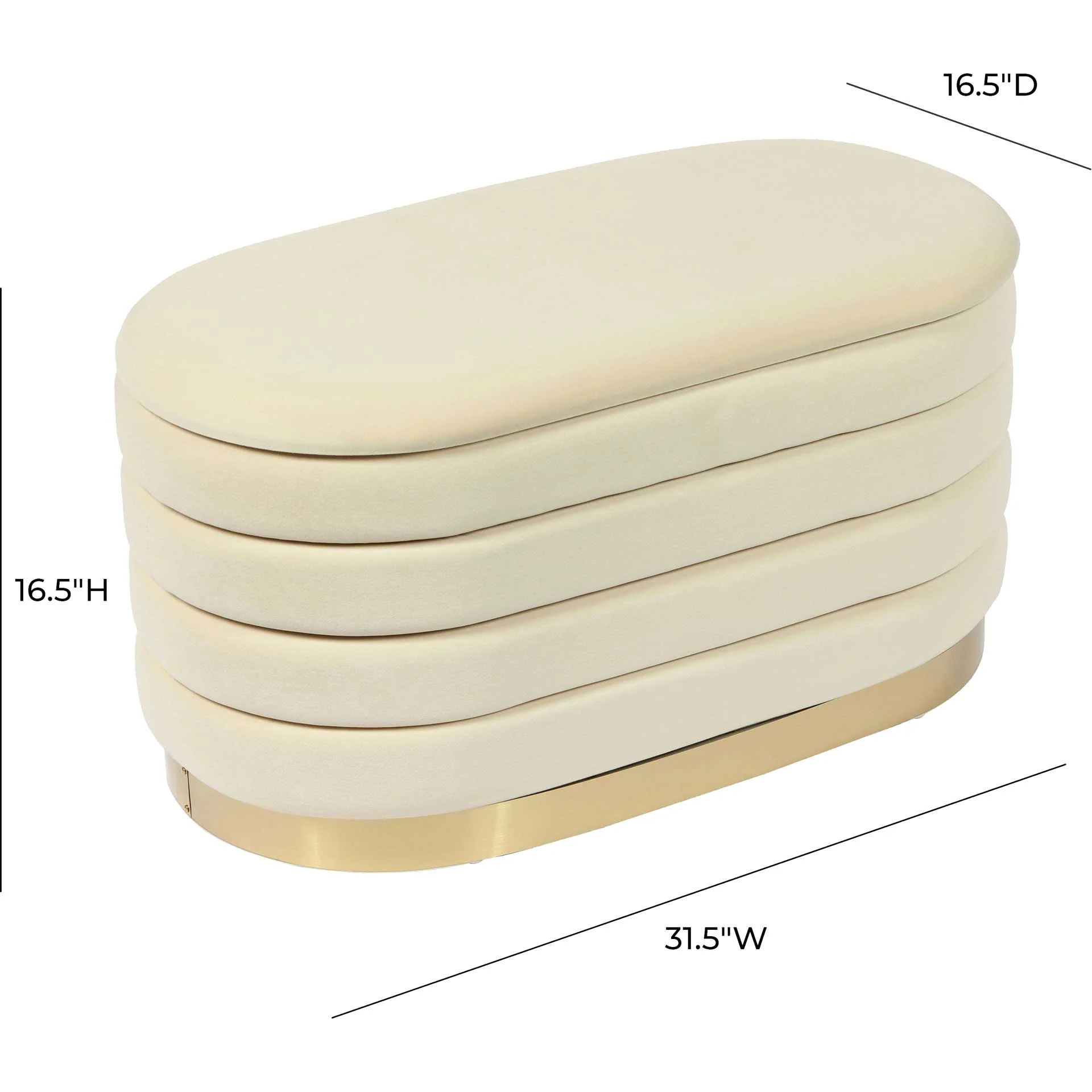 Lilah Velvet Storage Bench Cream - Image 9