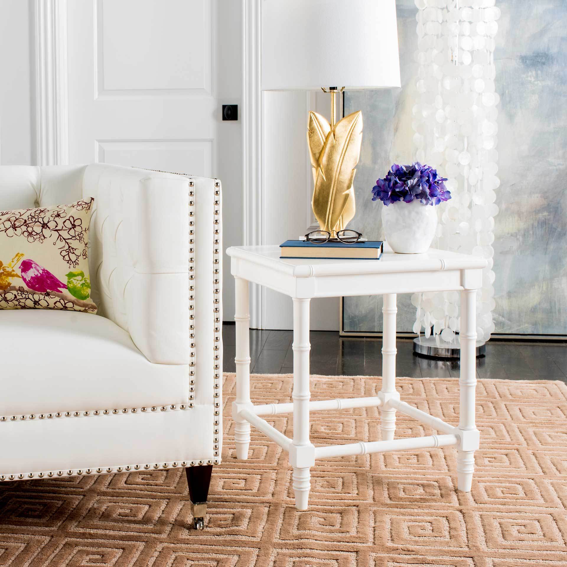 Lilian Coastal Bamboo Accent Table White - Image 3