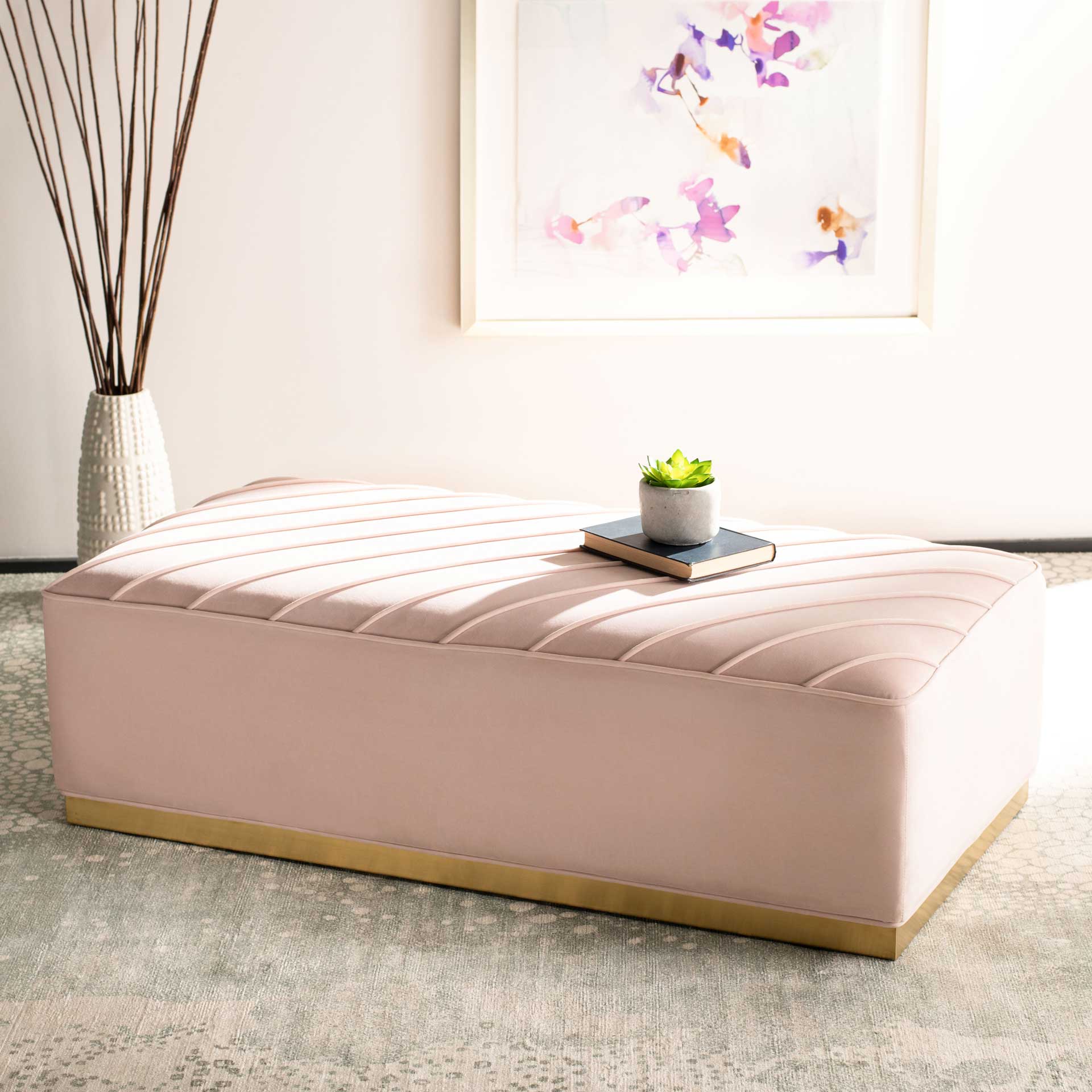 Lilith Diagonal Tufted Ottoman Light Pink - Image 8