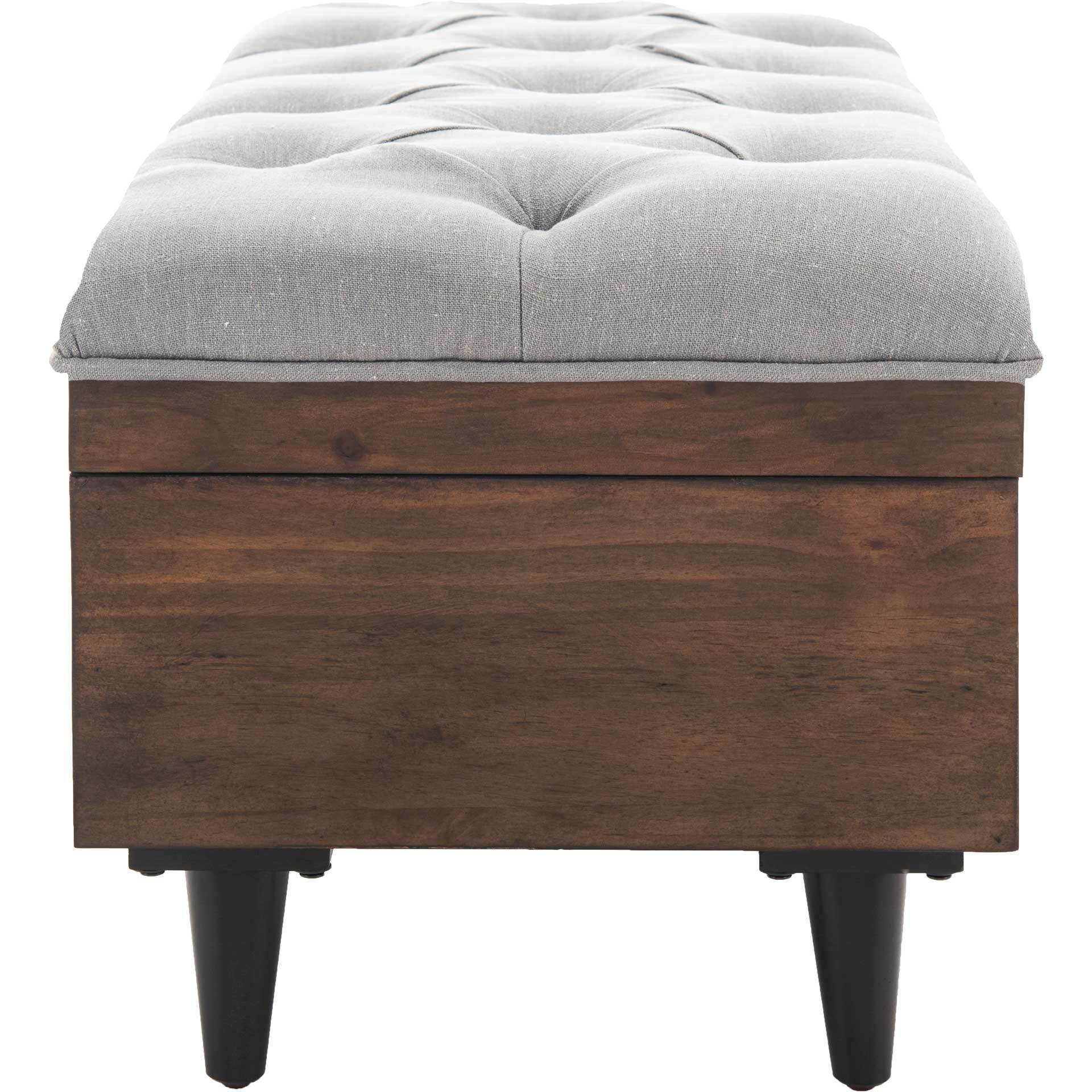 Lily Tufted Cocktail Ottoman Gray/Dark Oak - Image 3