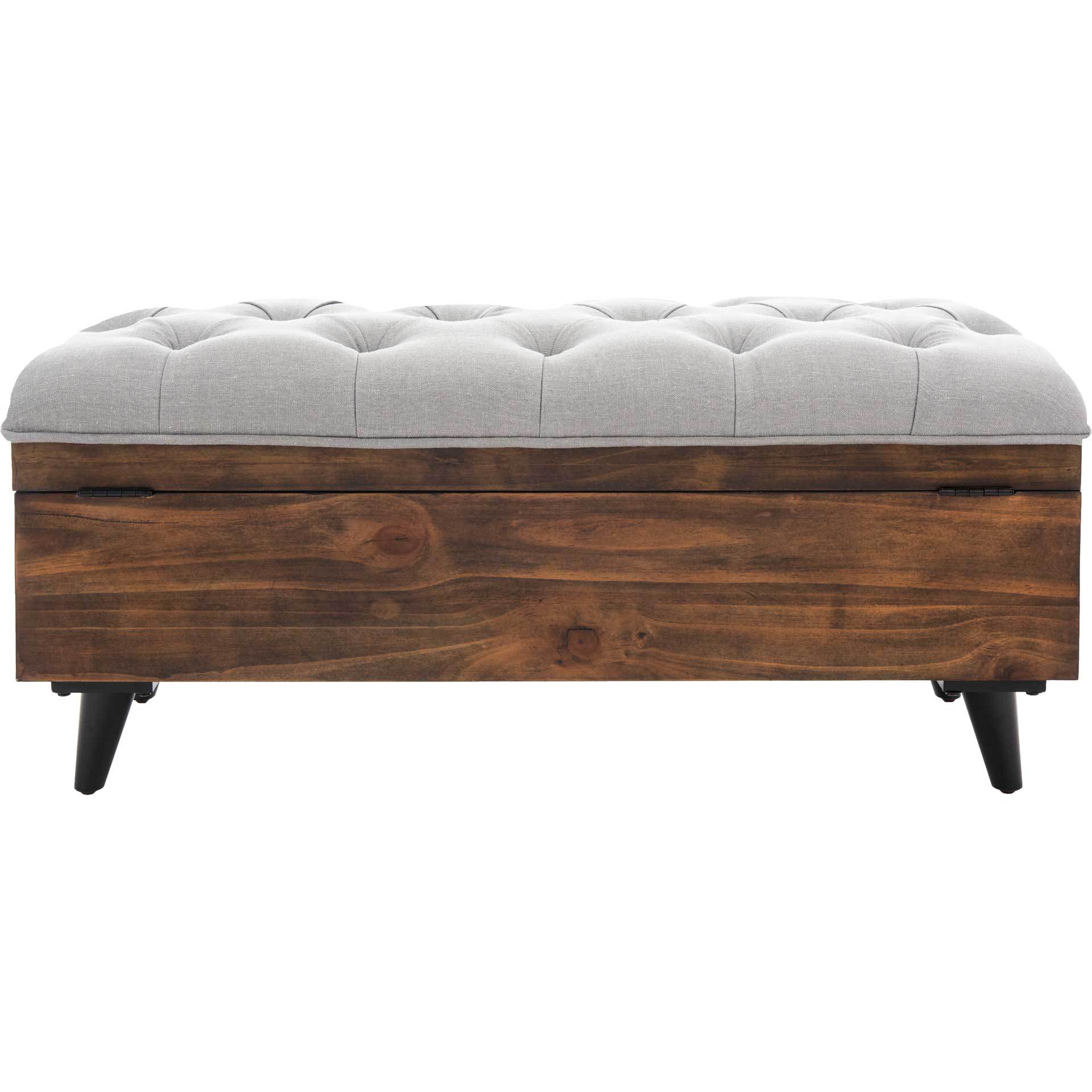Lily Tufted Cocktail Ottoman Gray/Dark Oak - Image 4