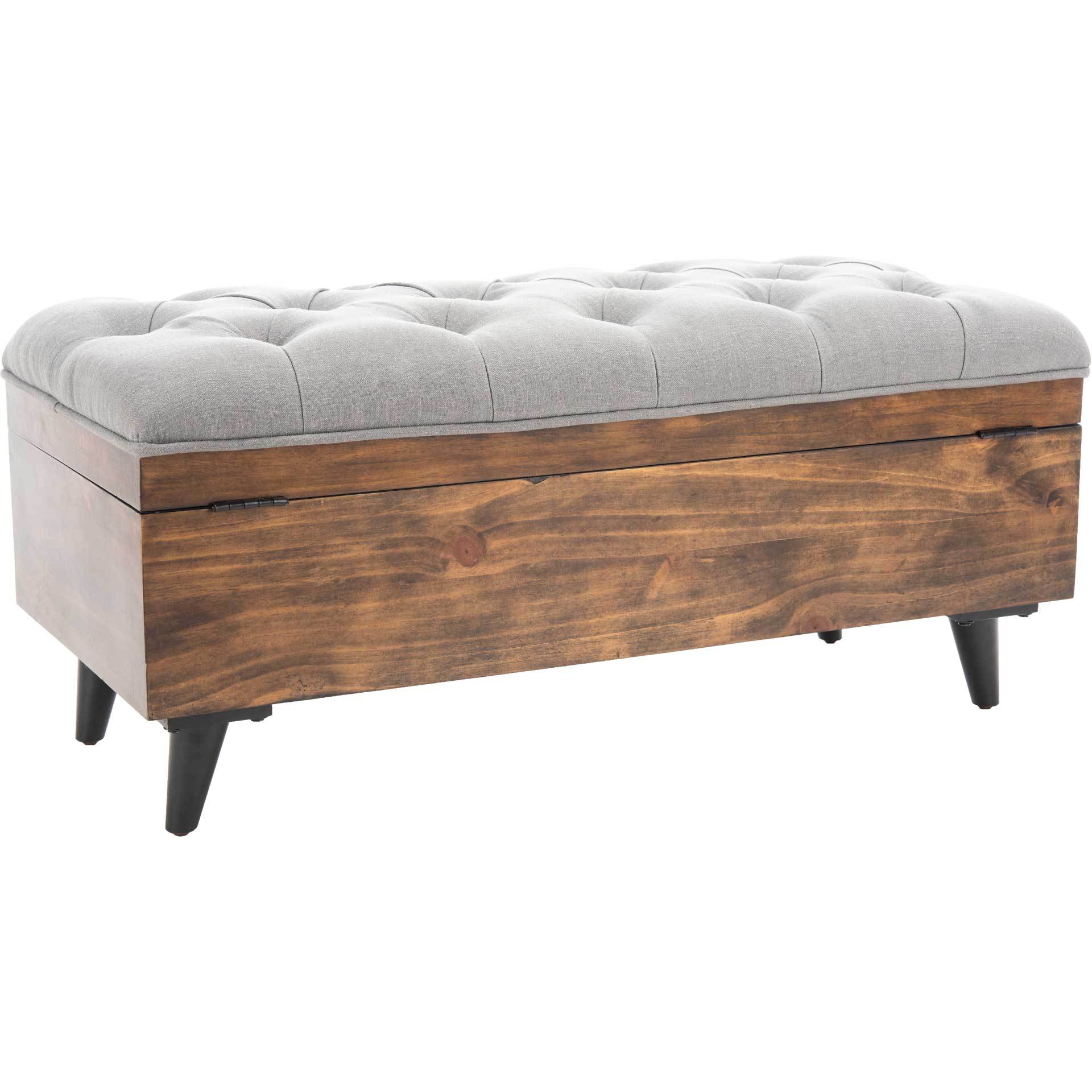 Lily Tufted Cocktail Ottoman Gray/Dark Oak - Image 5
