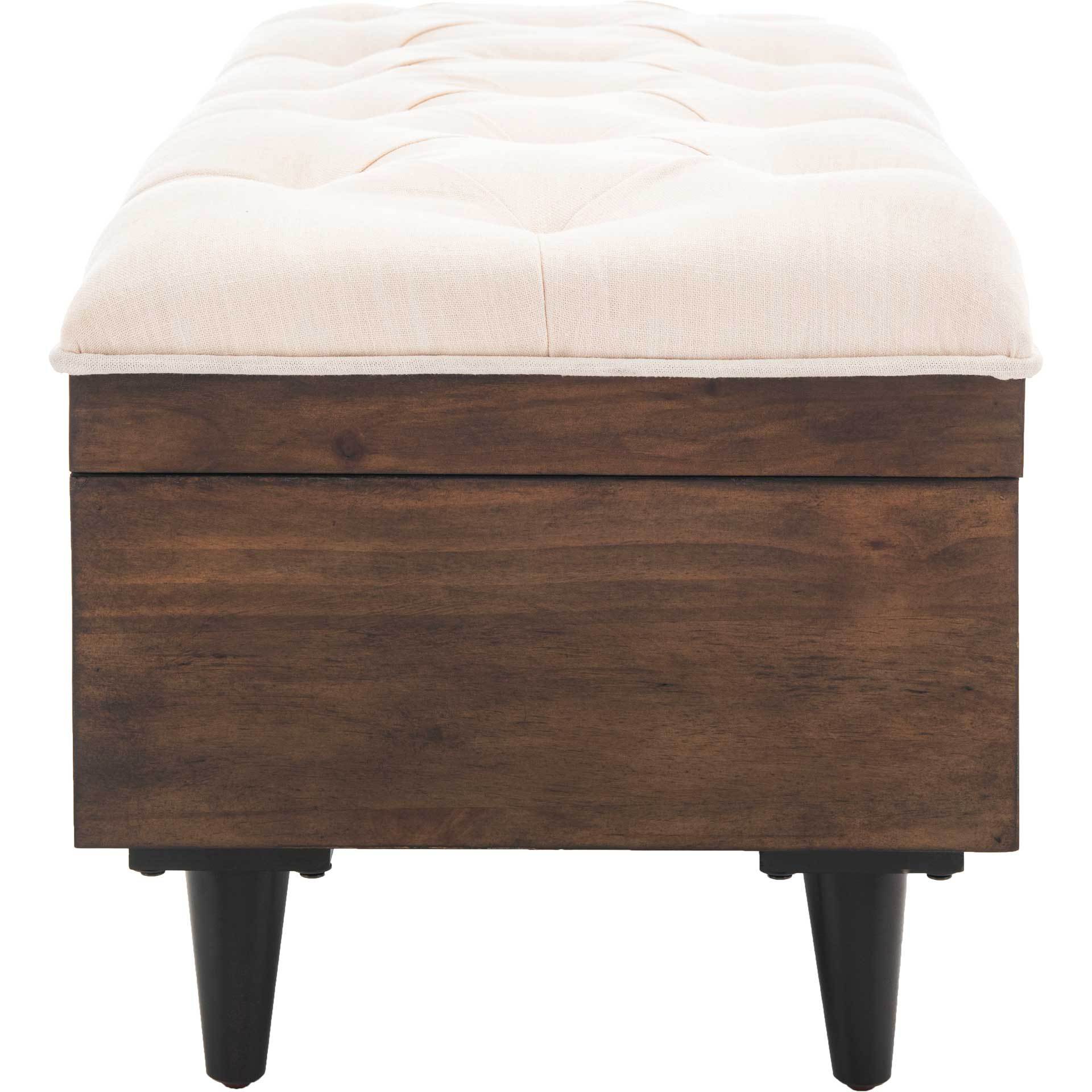 Lily Tufted Cocktail Ottoman Light Beige/Dark Oak - Image 3