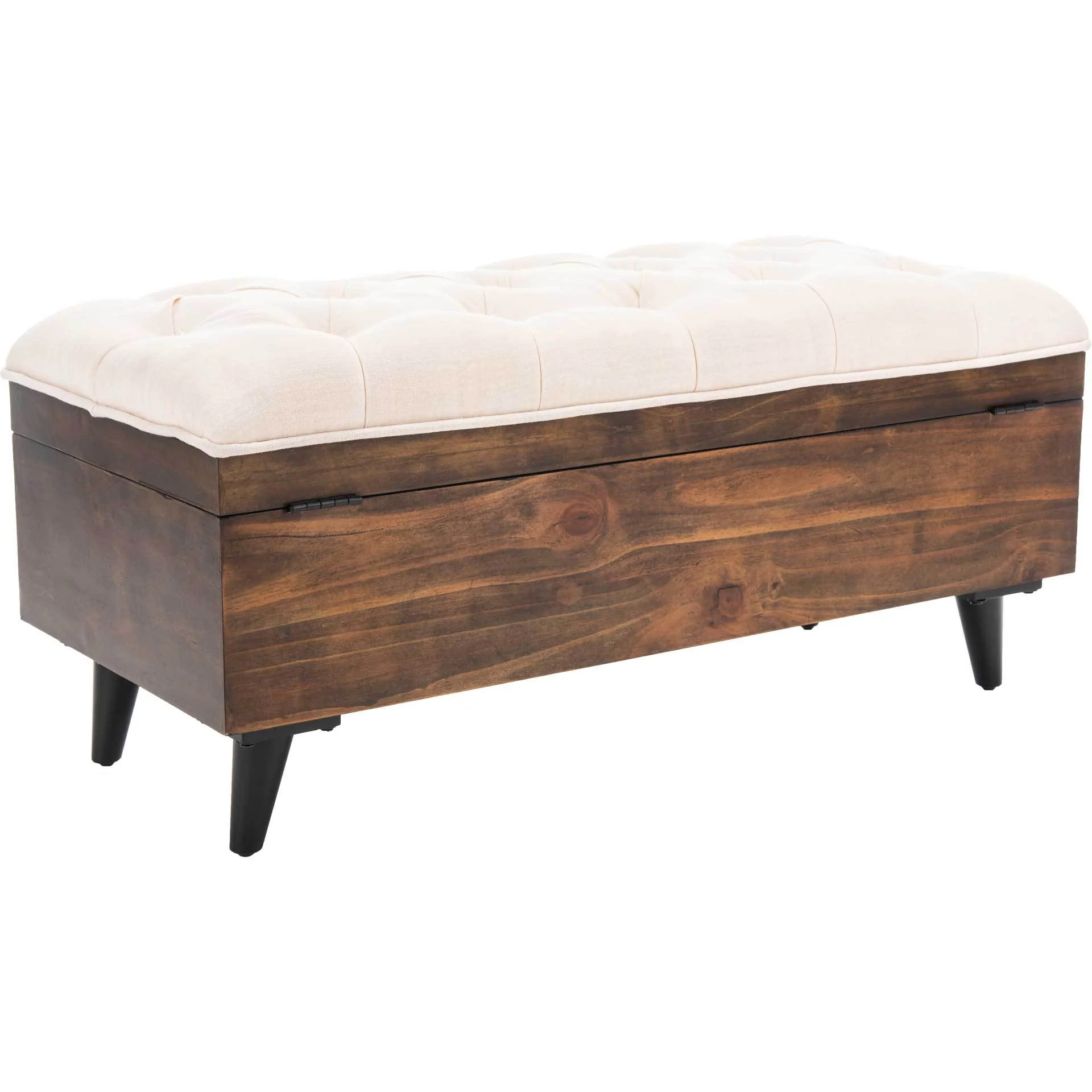 Lily Tufted Cocktail Ottoman Light Beige/Dark Oak - Image 5