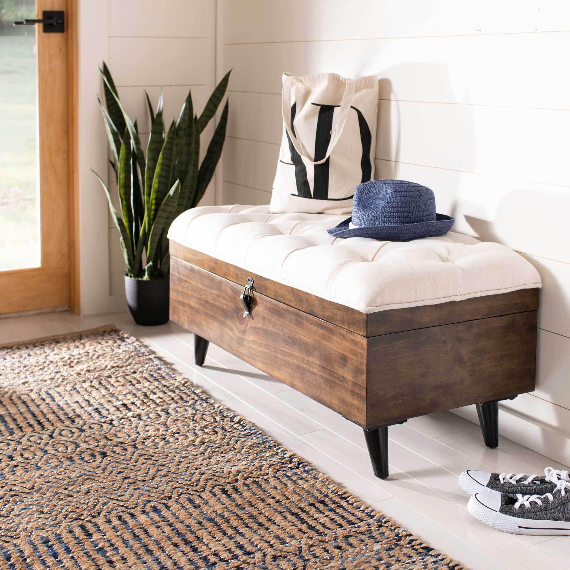 Lily Tufted Cocktail Ottoman Light Beige/Dark Oak - Image 6