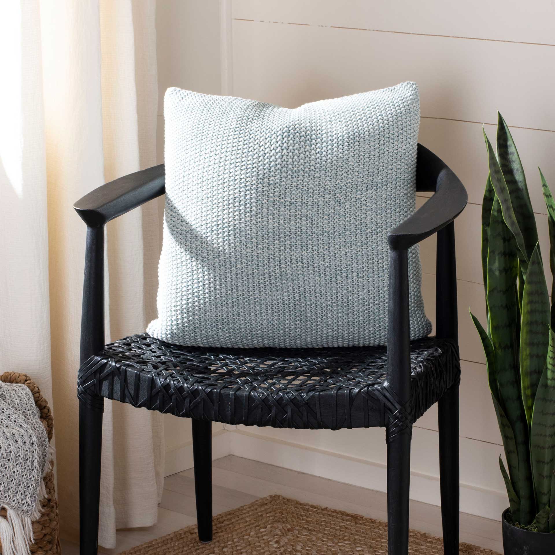 Lina Knit Pillow Dull Blue/Natural - Image 2