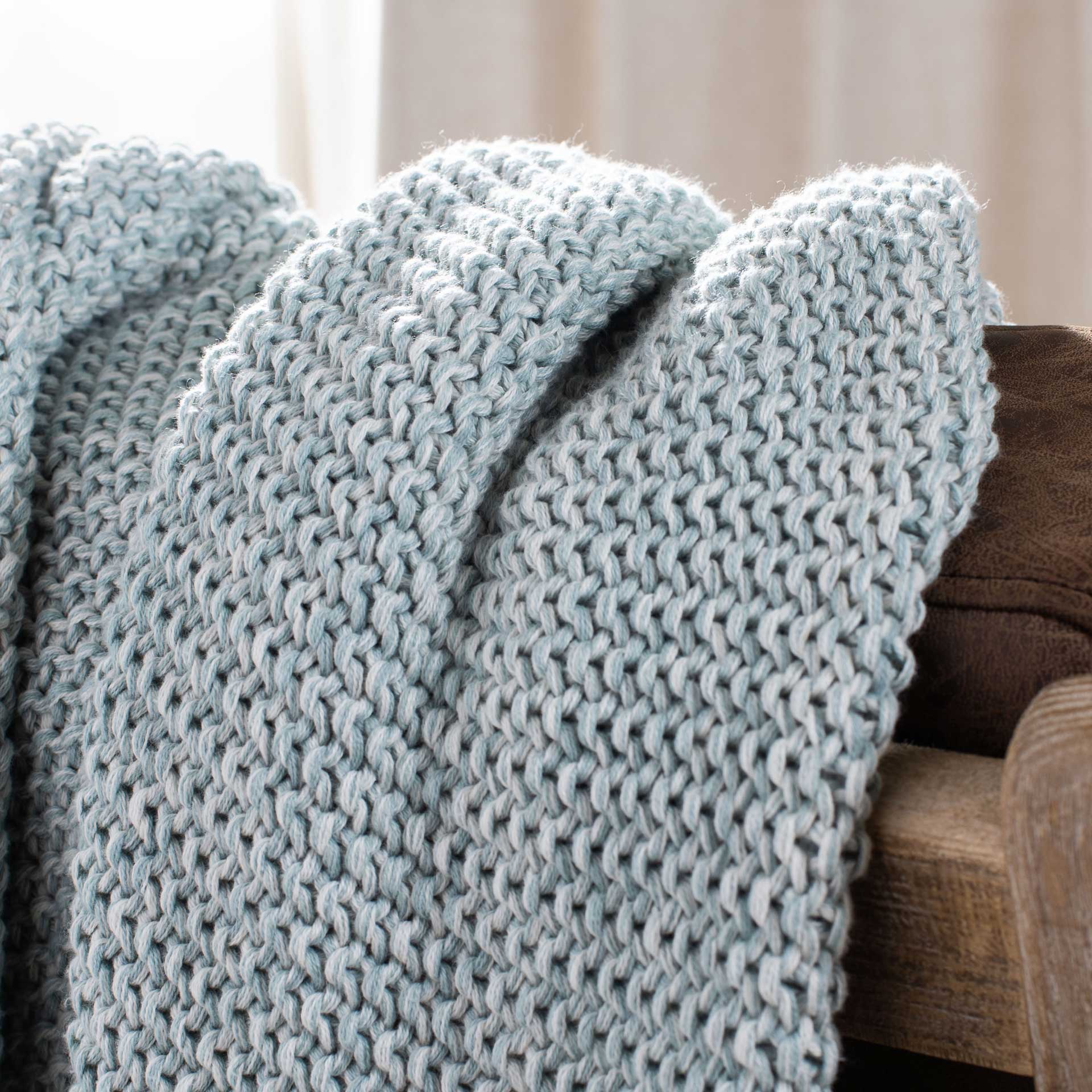 Lina Knit Throw Dull Blue/Natural - Image 2