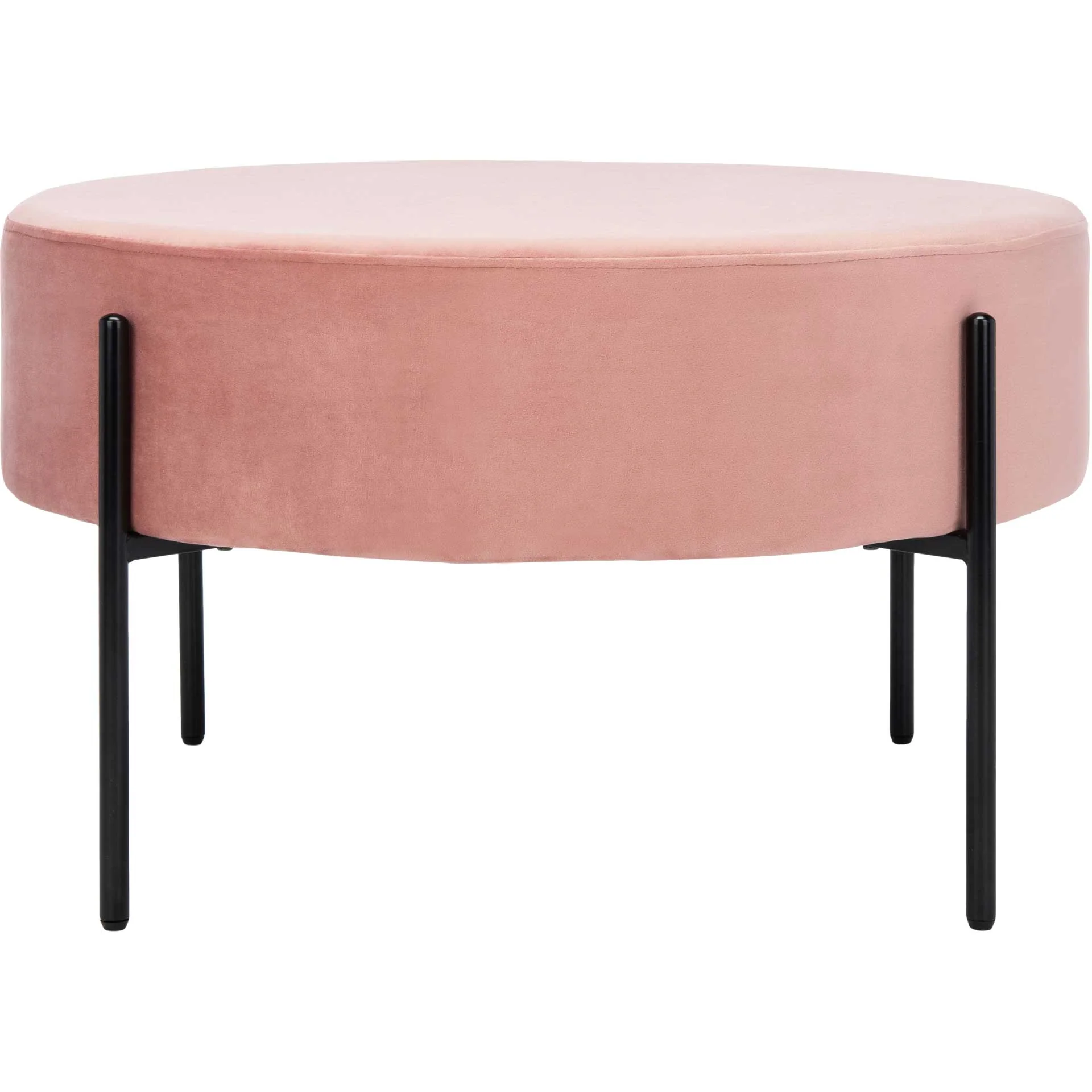 Lincoln Round Cocktail Ottoman Dusty Rose/Black - Image 2