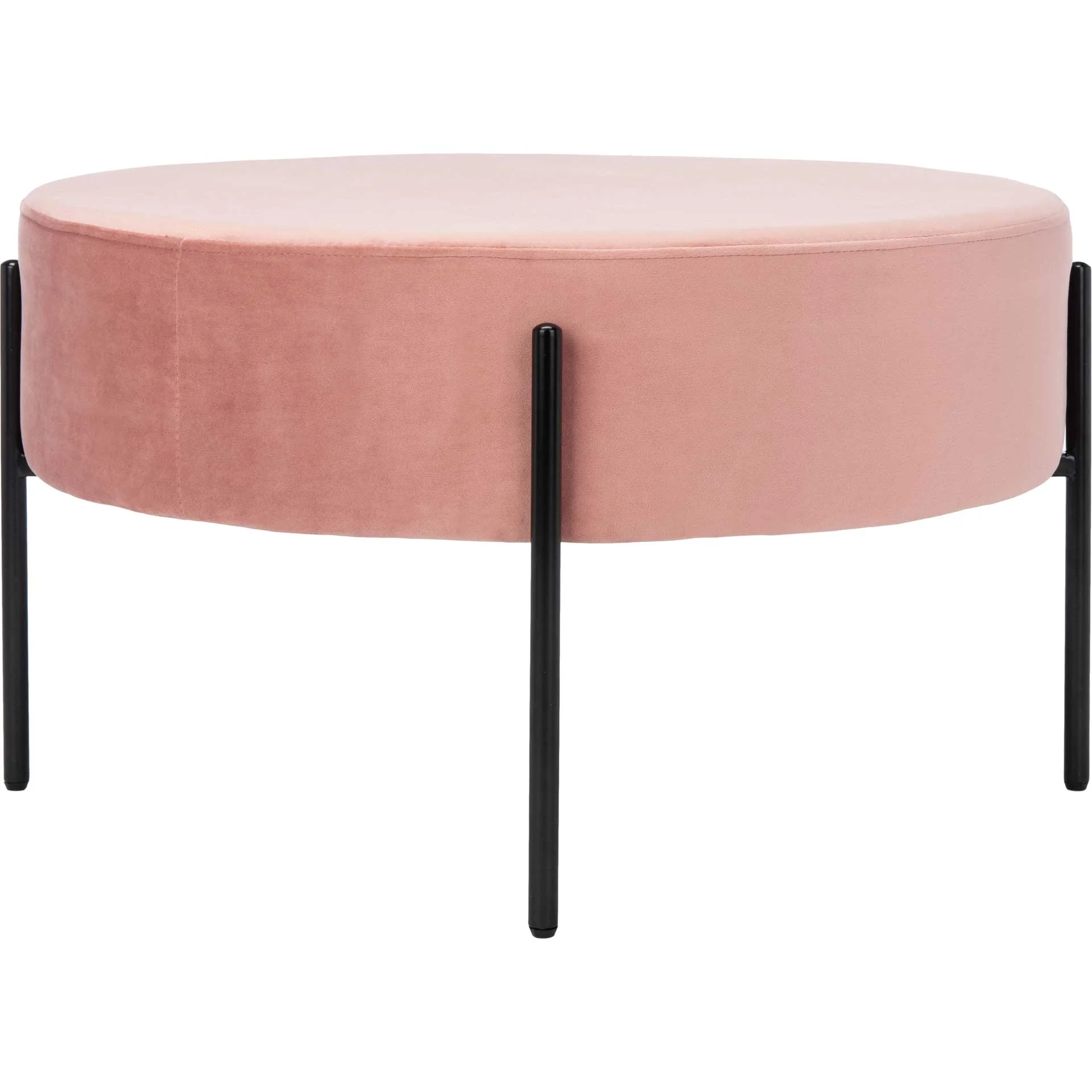 Lincoln Round Cocktail Ottoman Dusty Rose/Black - Image 3