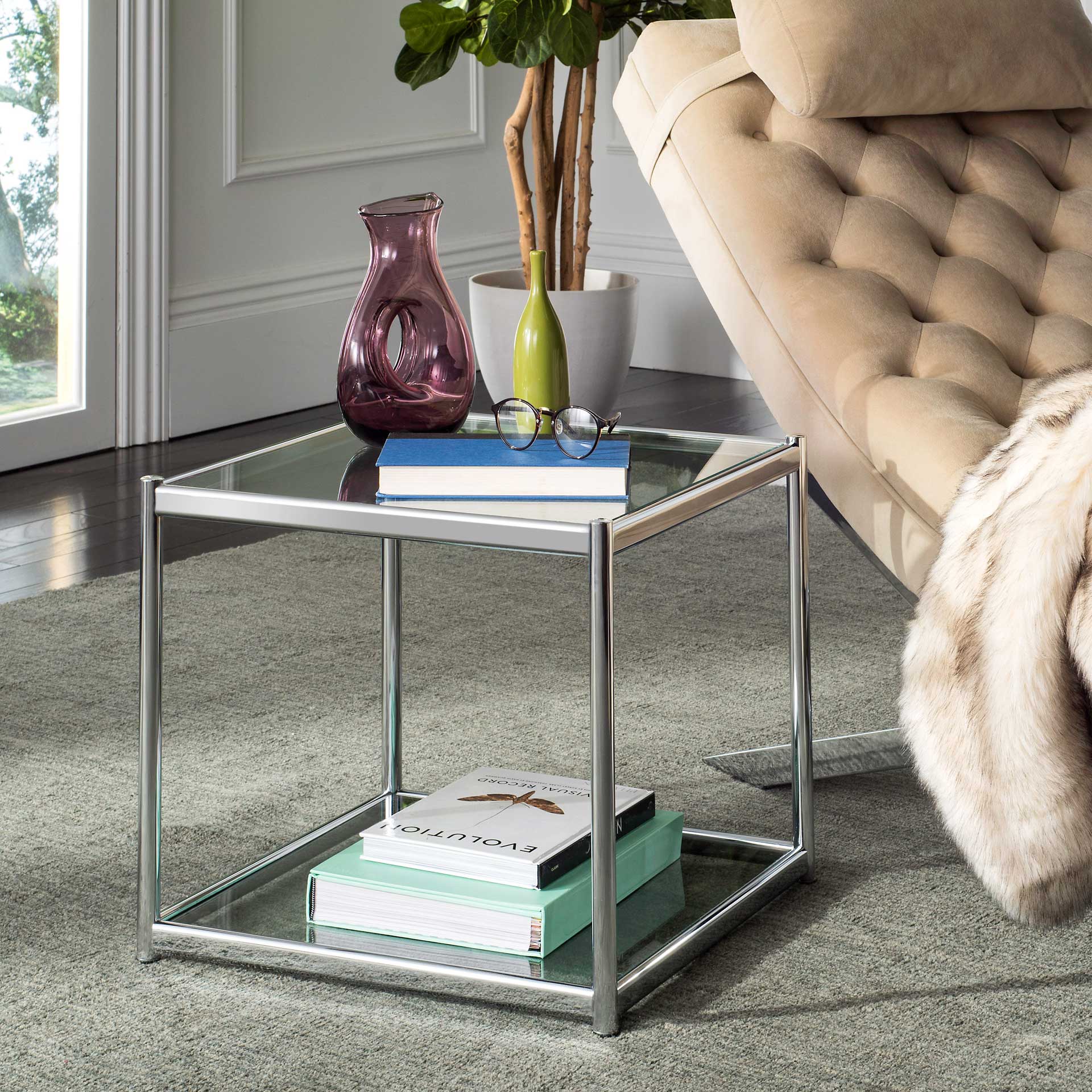 Linnea Glass Side Table Chrome - Image 4