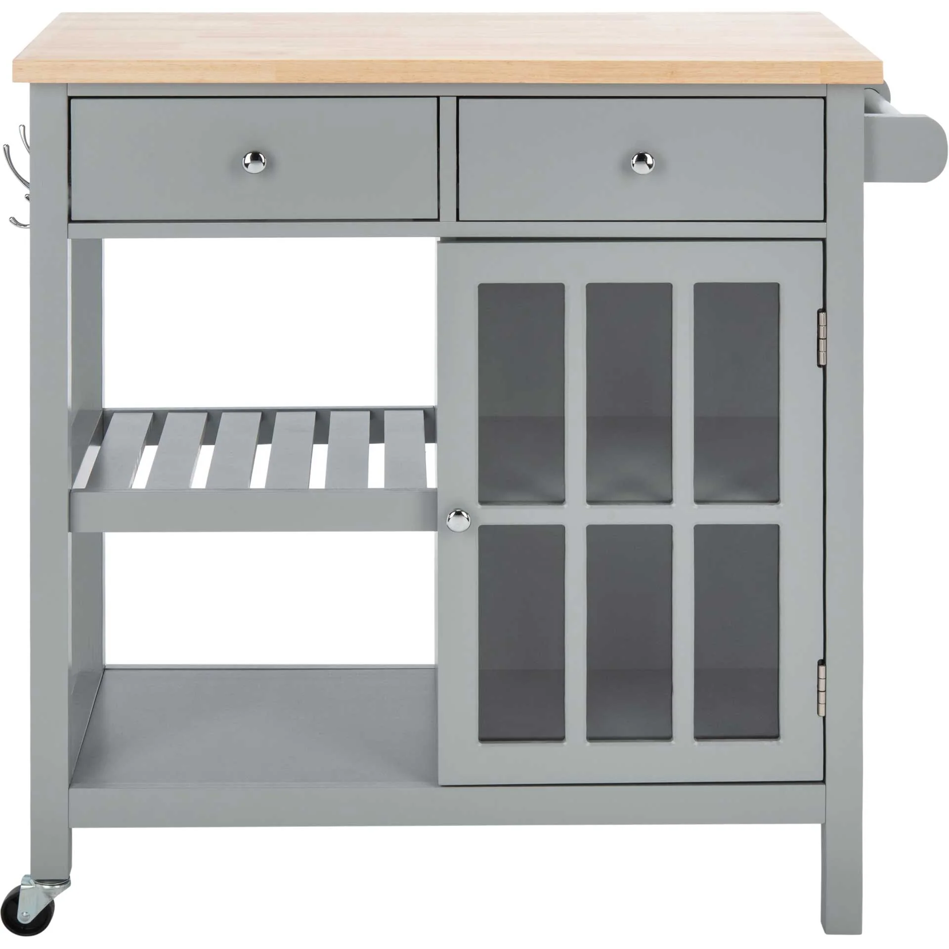 Lodi 1 Door 2 Drawer 2 Shelf Kitchen Cart Gray/Natural - Image 2