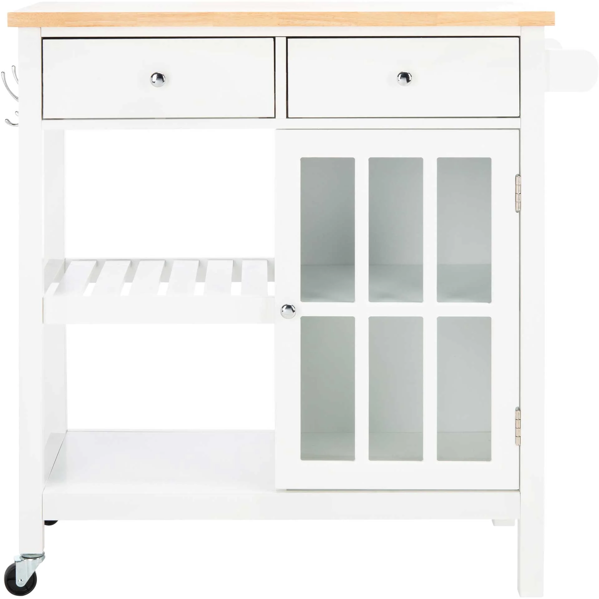 Lodi 1 Door 2 Drawer 2 Shelf Kitchen Cart White/Natural - Image 2