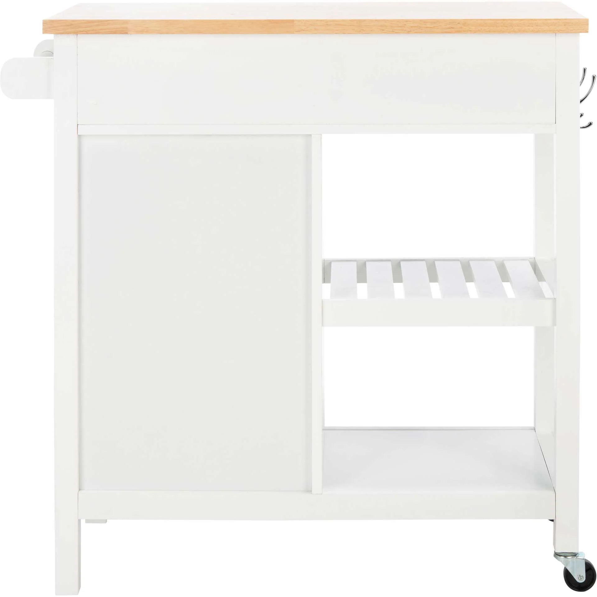Lodi 1 Door 2 Drawer 2 Shelf Kitchen Cart White/Natural - Image 3