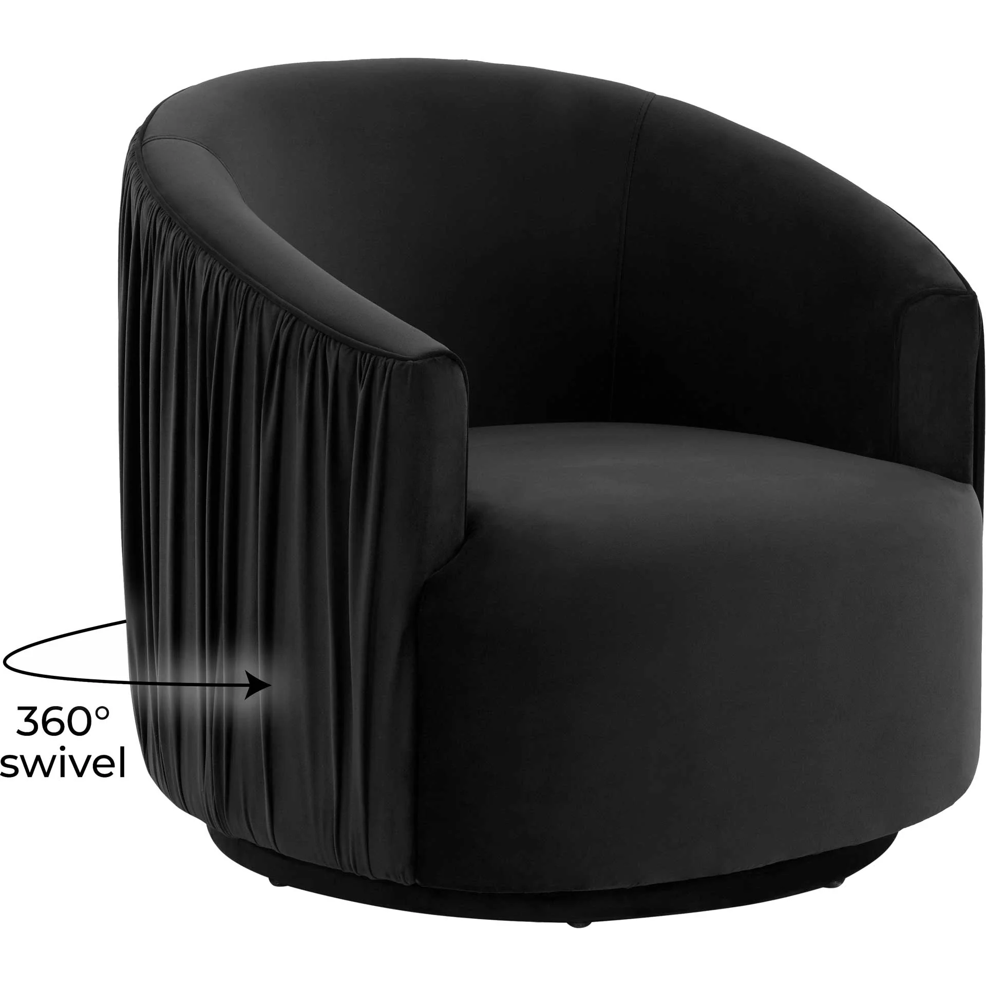 Lodi Pleated Swivel Chair Black - Image 6