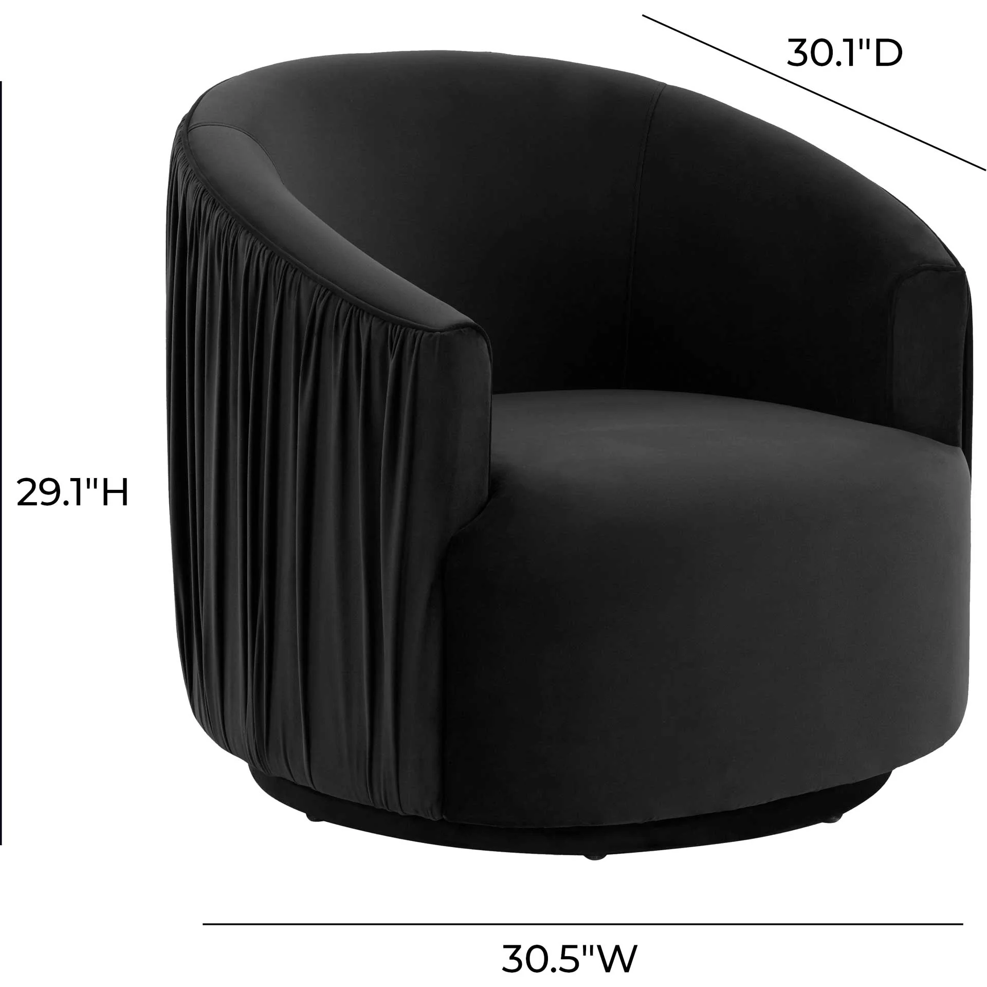 Lodi Pleated Swivel Chair Black - Image 7