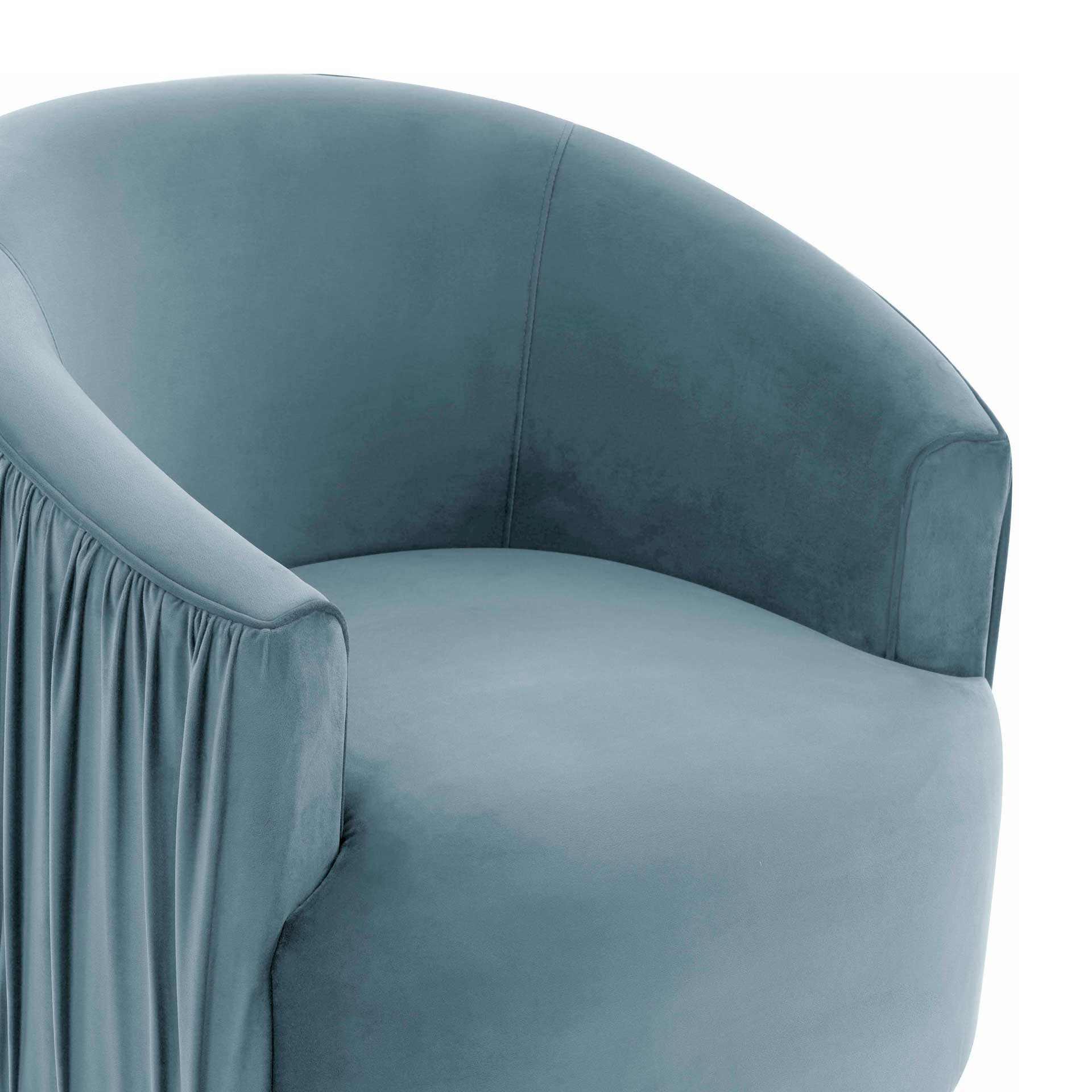 Lodi Pleated Swivel Chair Blue - Image 4