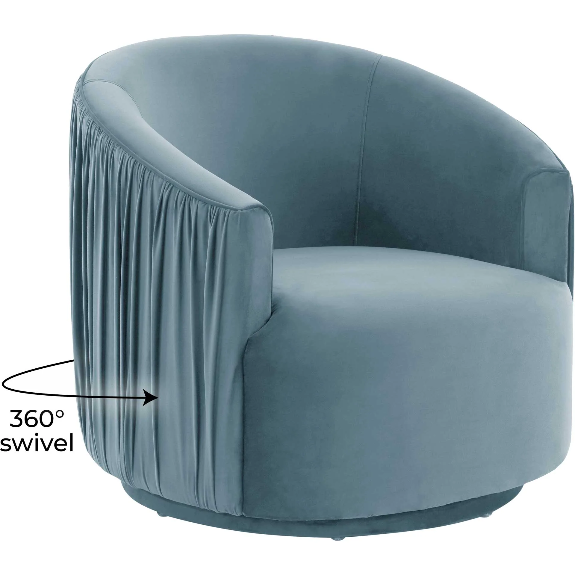 Lodi Pleated Swivel Chair Blue - Image 6